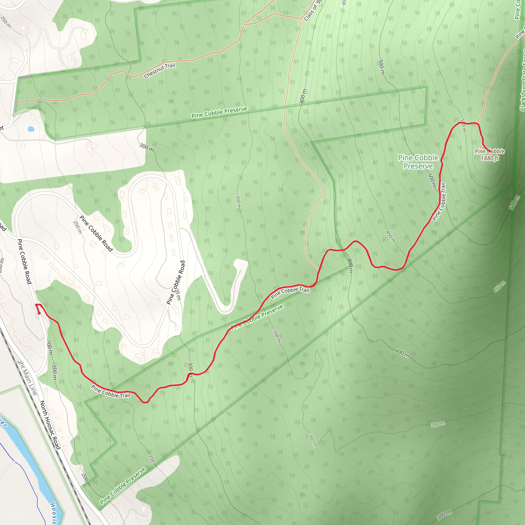 Pine Cobble Trail mobile static map