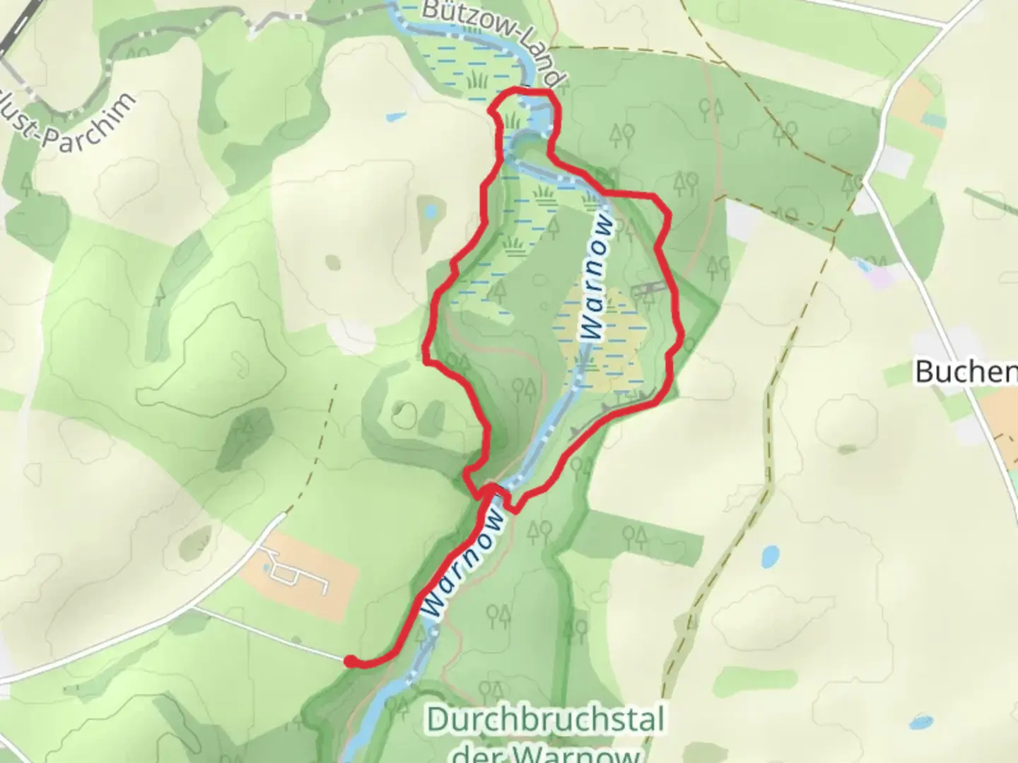 An image depicting the trail Sillberg and Durchbruchstal der Warnow und Mildenitz Loop and its surrounding area.