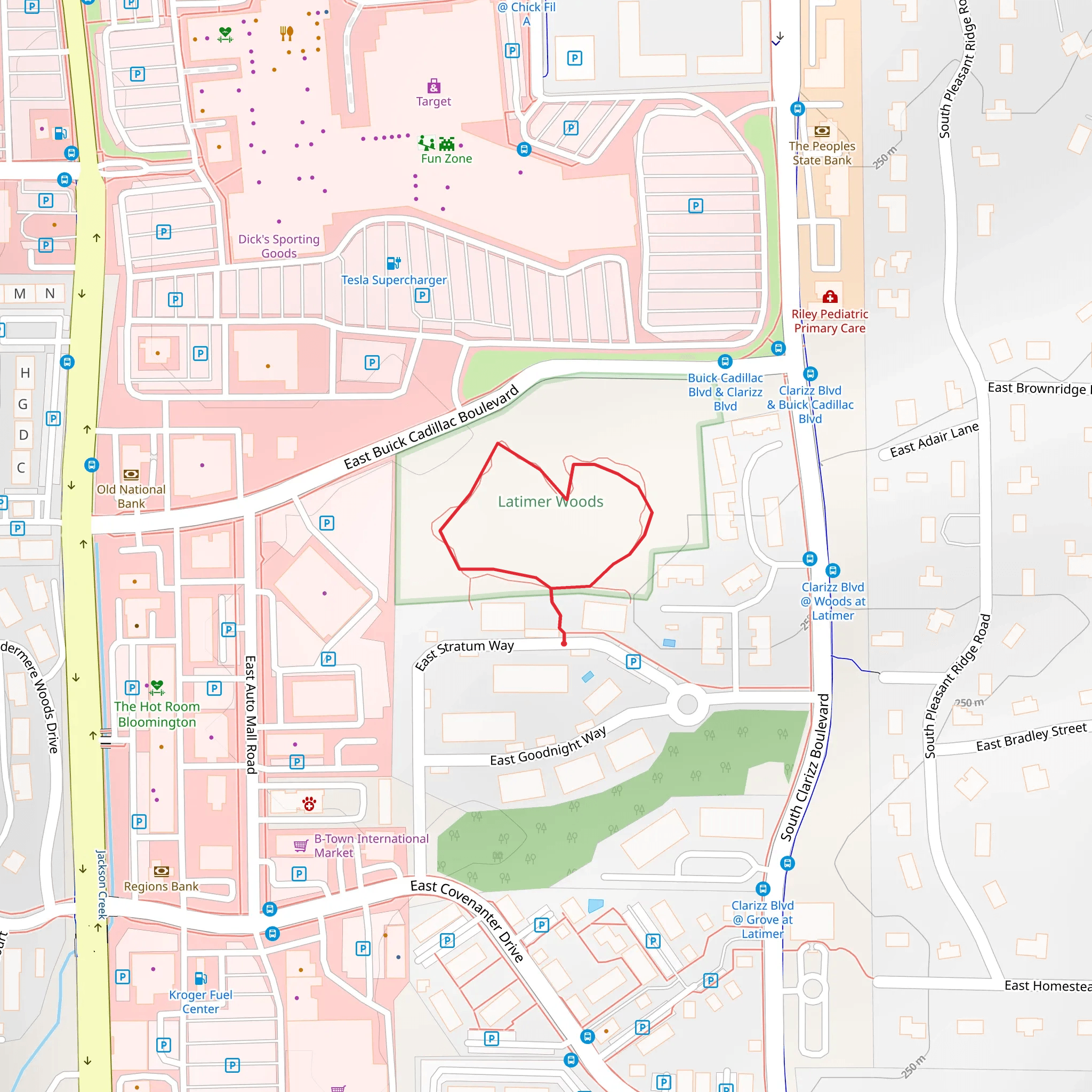 Latimer Woods Loop mobile static map