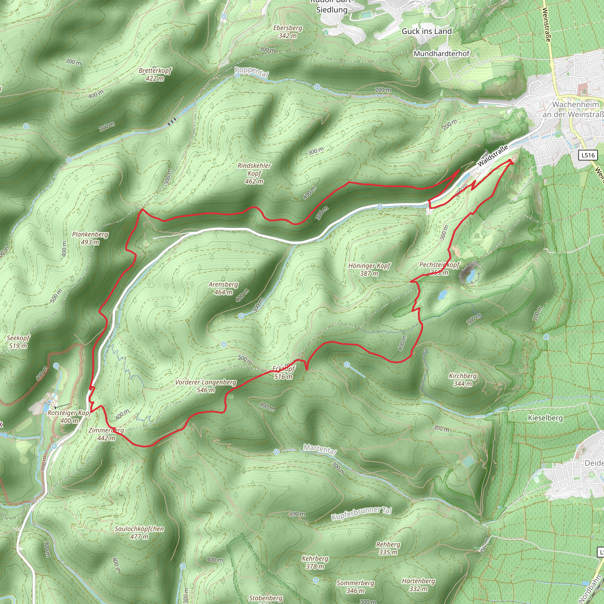 Wachtenburg and Zimmerberg Loop mobile static map