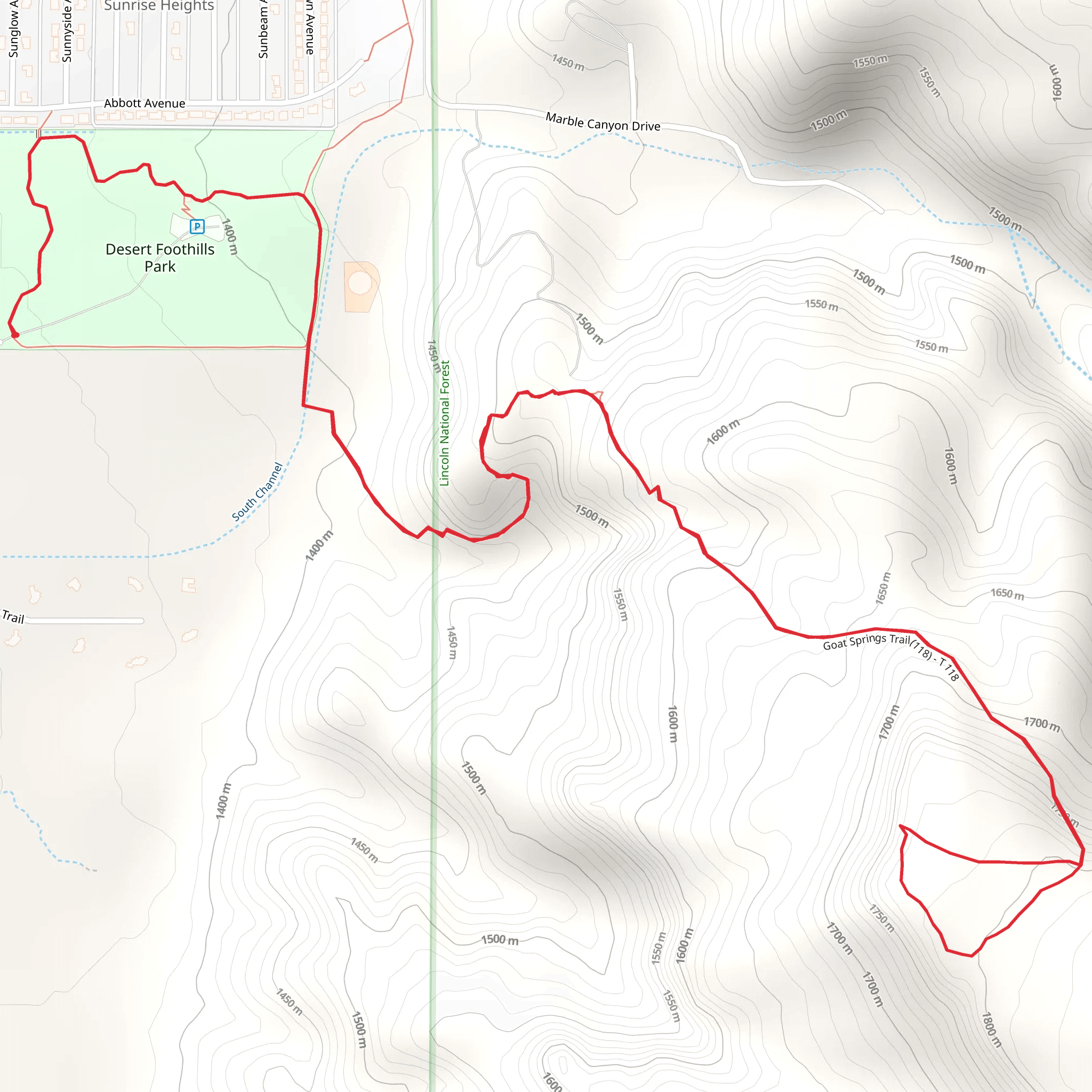 Goat Springs Trail mobile static map