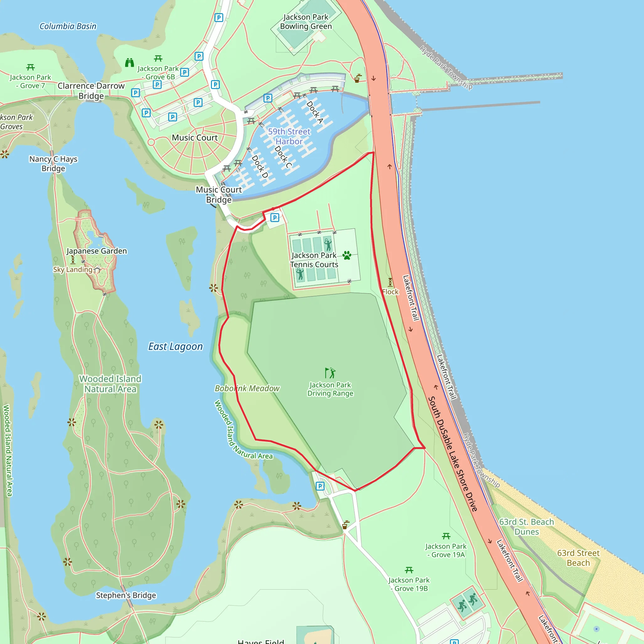 Jackson Park Driving Range Loop mobile static map