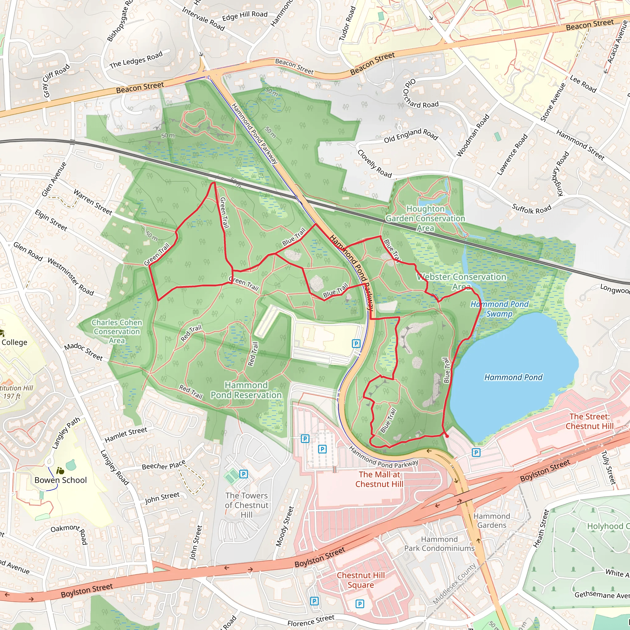 Hammond Pond to Webster Conservation Area Loop Trail mobile static map