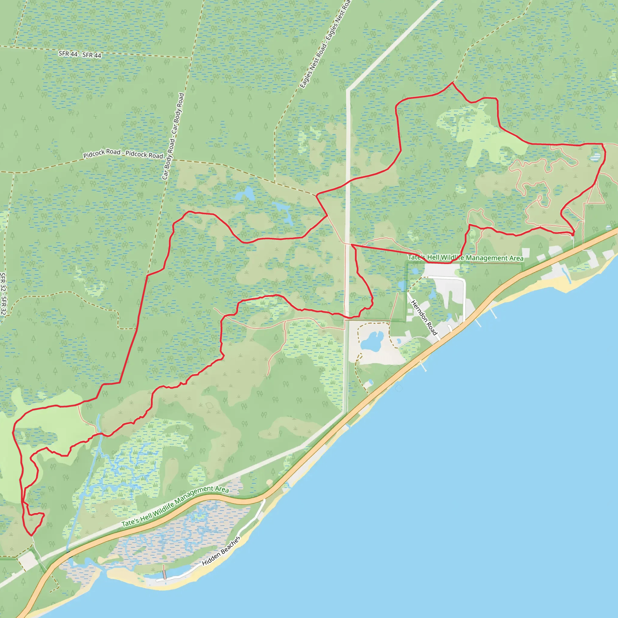 Tate's Hell State Forest Loop mobile static map