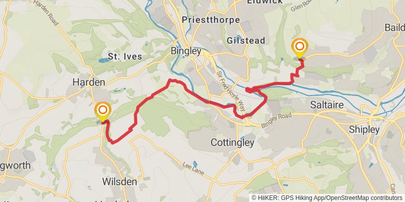 Millennium Way from Baildon in Bradford stage 5 Map