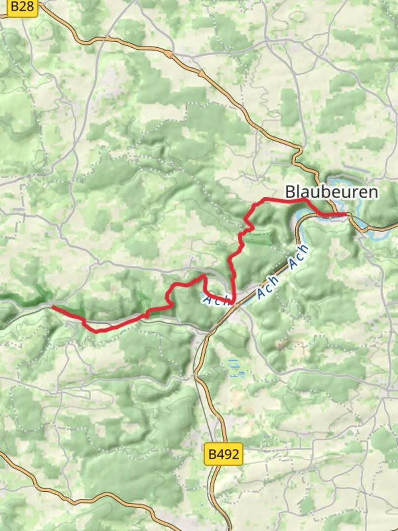An image depicting the trail Gerhausen to Hutten Walk and its surrounding area.