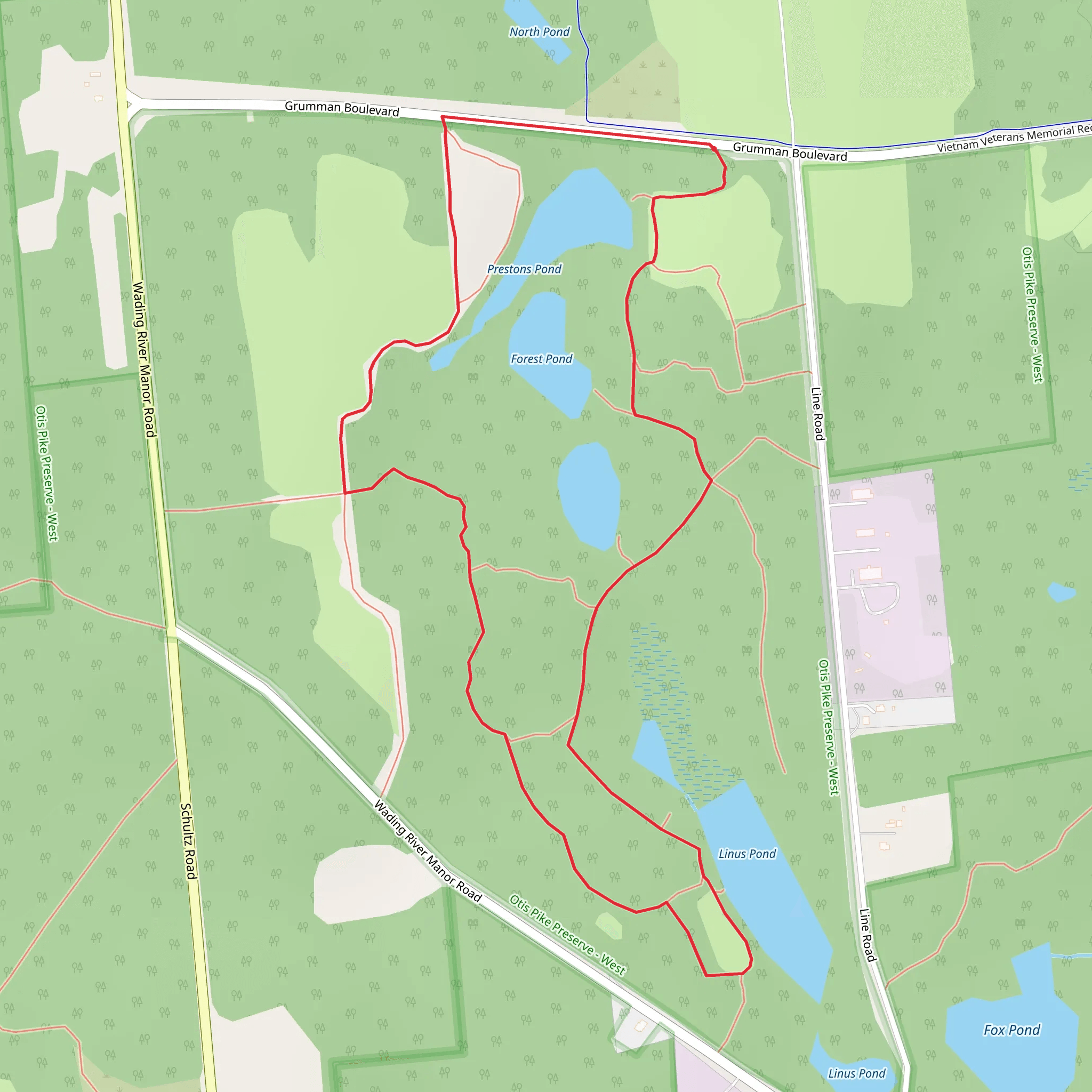 Prestons Pond and Forest Pond Loop mobile static map