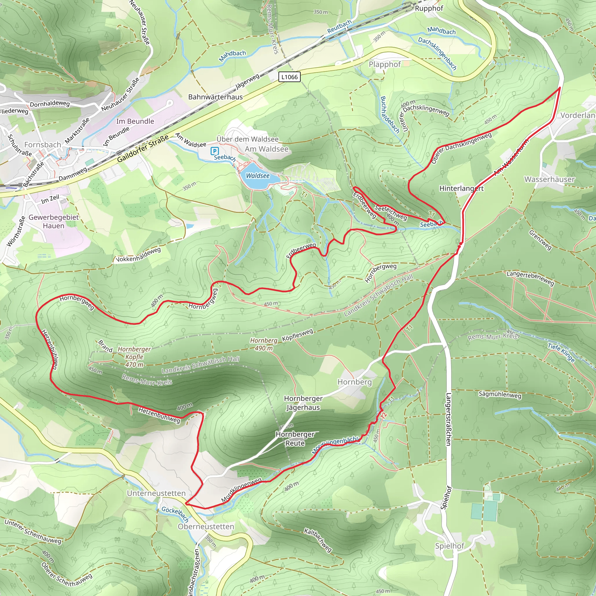 Hornberg Runde and Blaubeerweg mobile static map