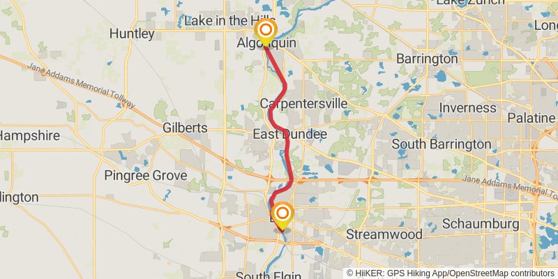 Fox River Trail - Illinois stage 3 Map