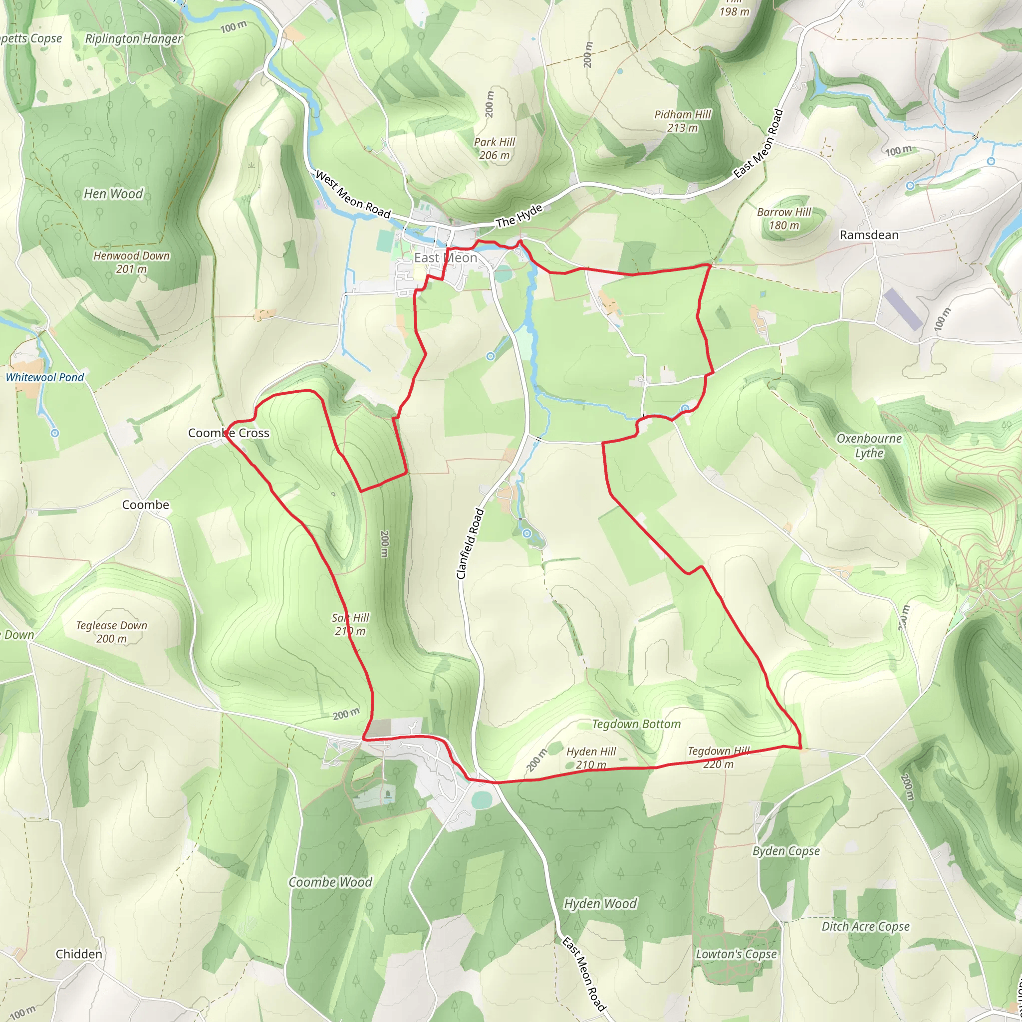 Coombe Cross and East Meon Southern Loop mobile static map