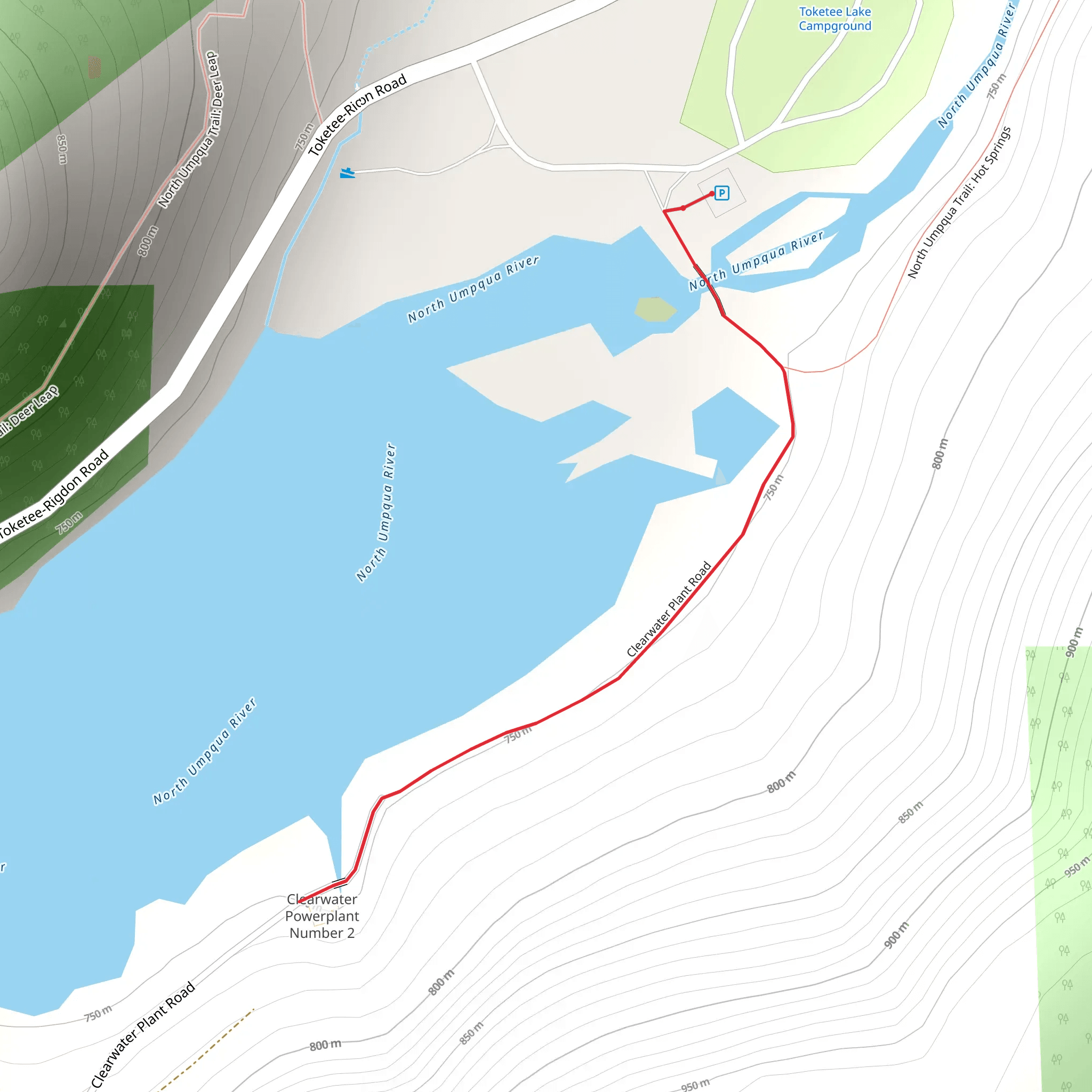 Toketee Lake via Clearwater Plant Road mobile static map