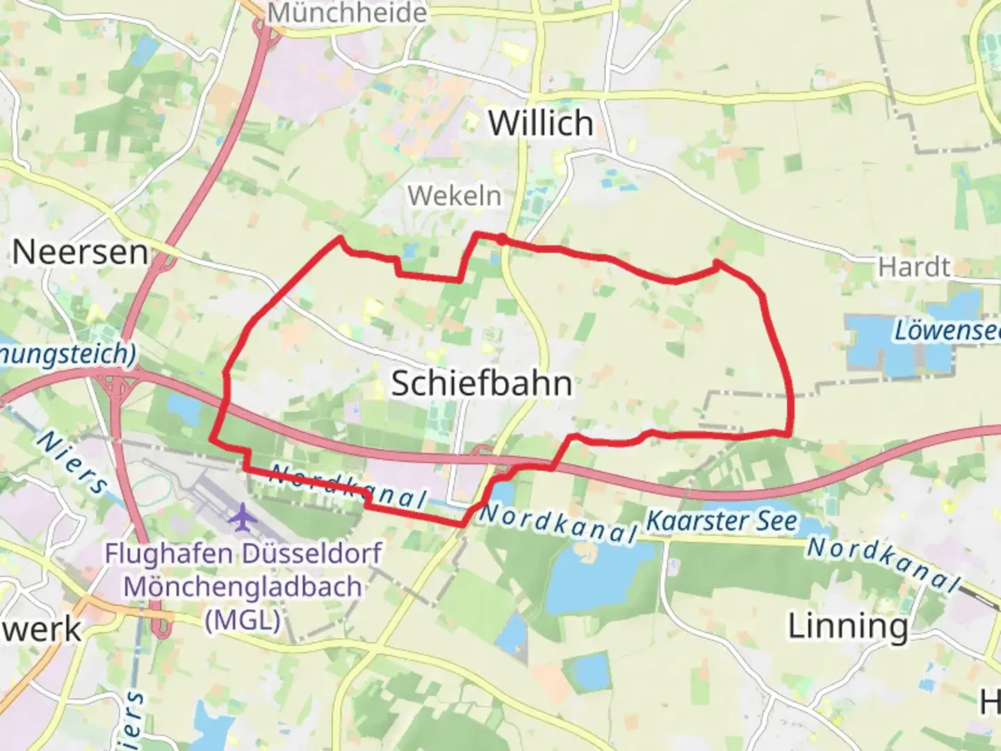 An image depicting the trail Knickelsdorf Loop and its surrounding area.