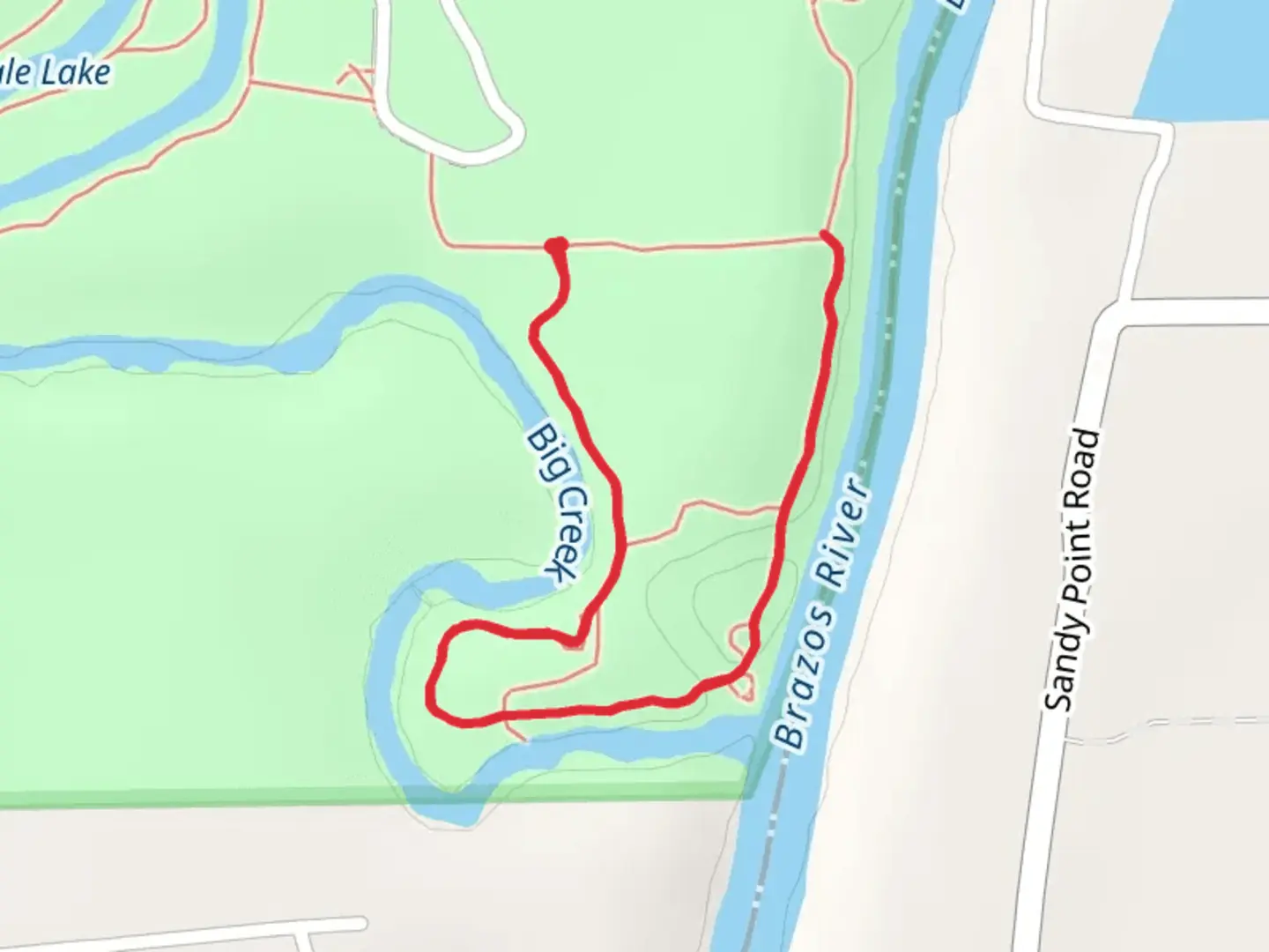 An image depicting the trail Big Creek and Brazos River and its surrounding area.