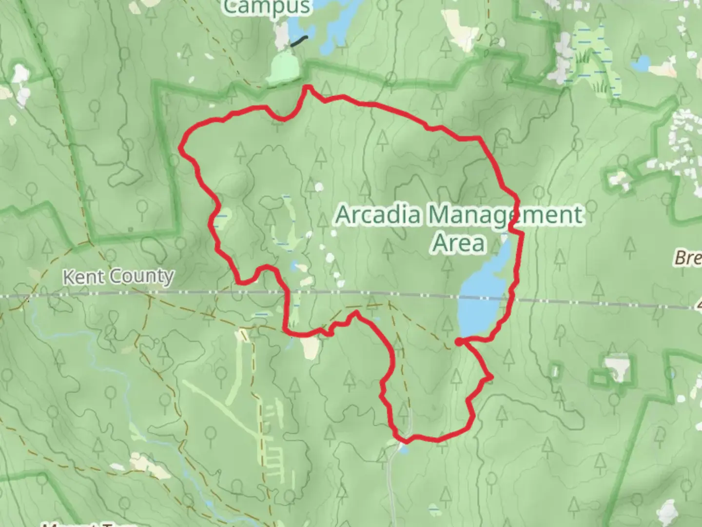 An image depicting the trail Breakheart and Shelter Loop Trail and its surrounding area.