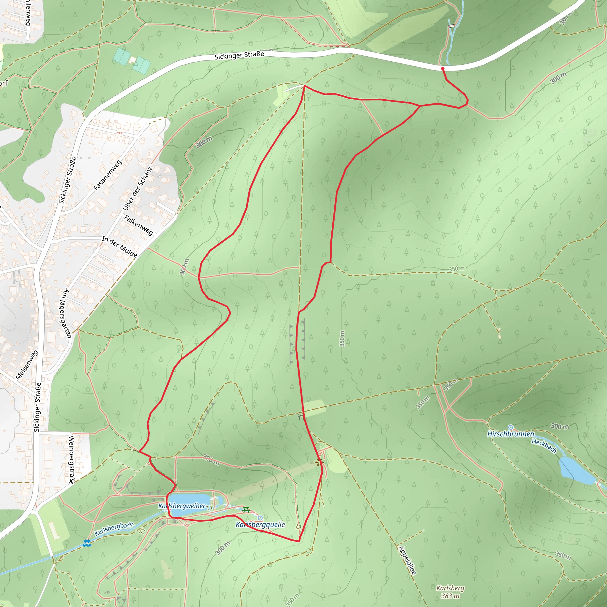 Schloss Karlsberg and Karlsbergweiher Loop mobile static map