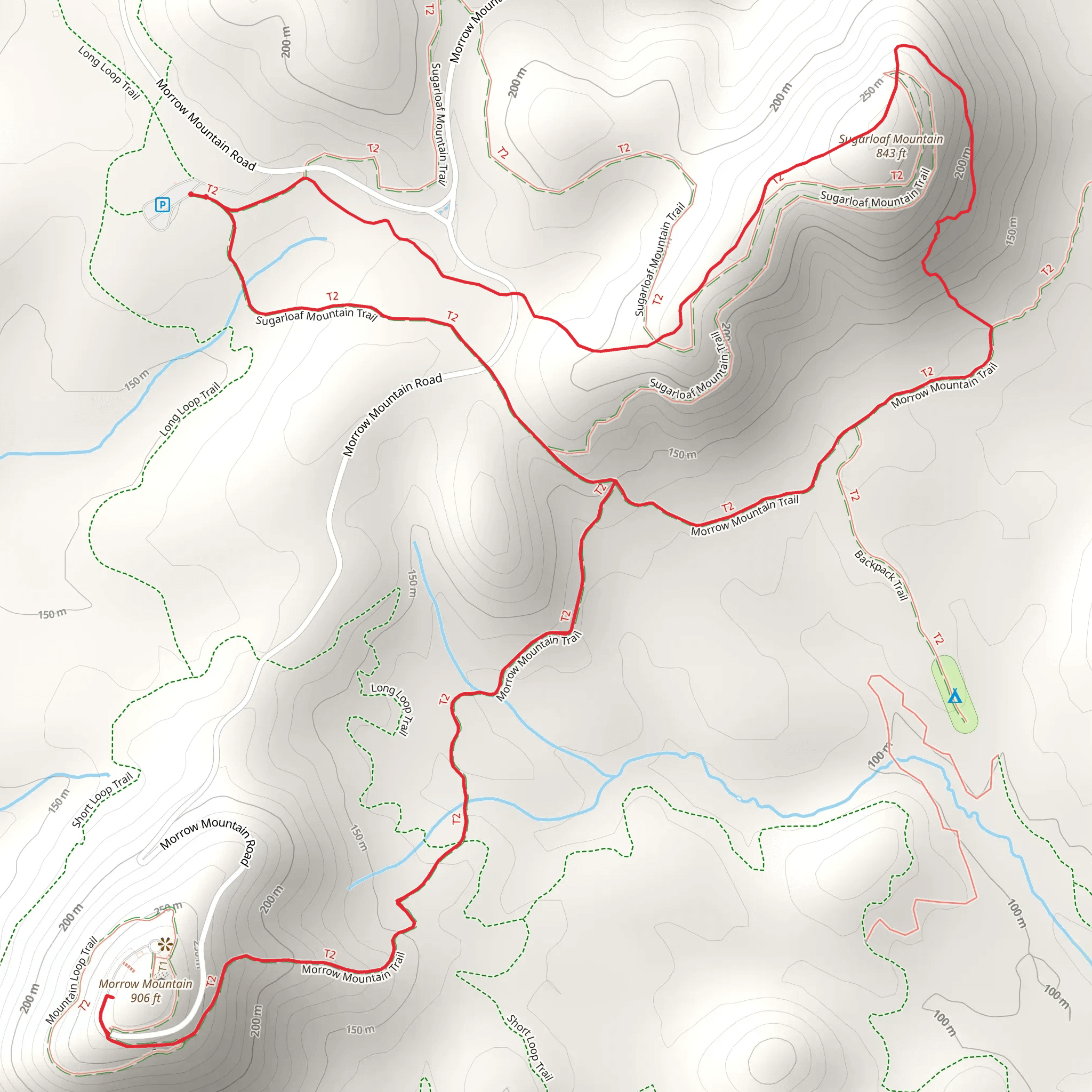 Morrow Mountain and Sugarloaf Mountain Loop mobile static map