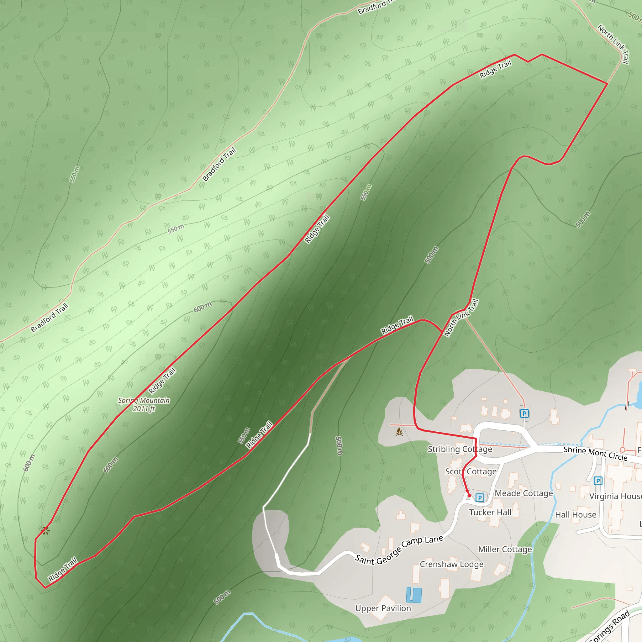 Spring Mountain via Ridge Trail and North Mountain Trail mobile static map