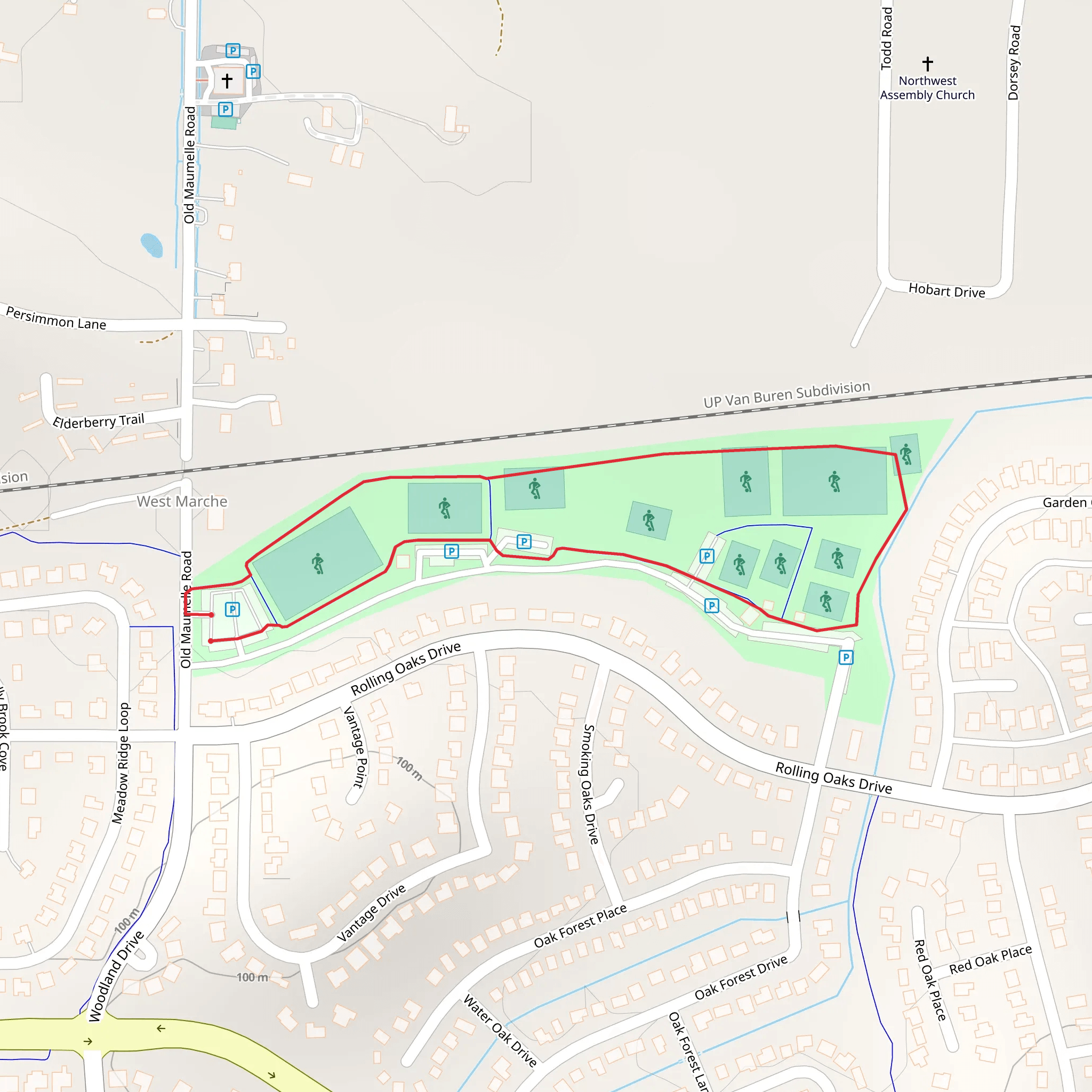Rollings Oaks Park Loop mobile static map