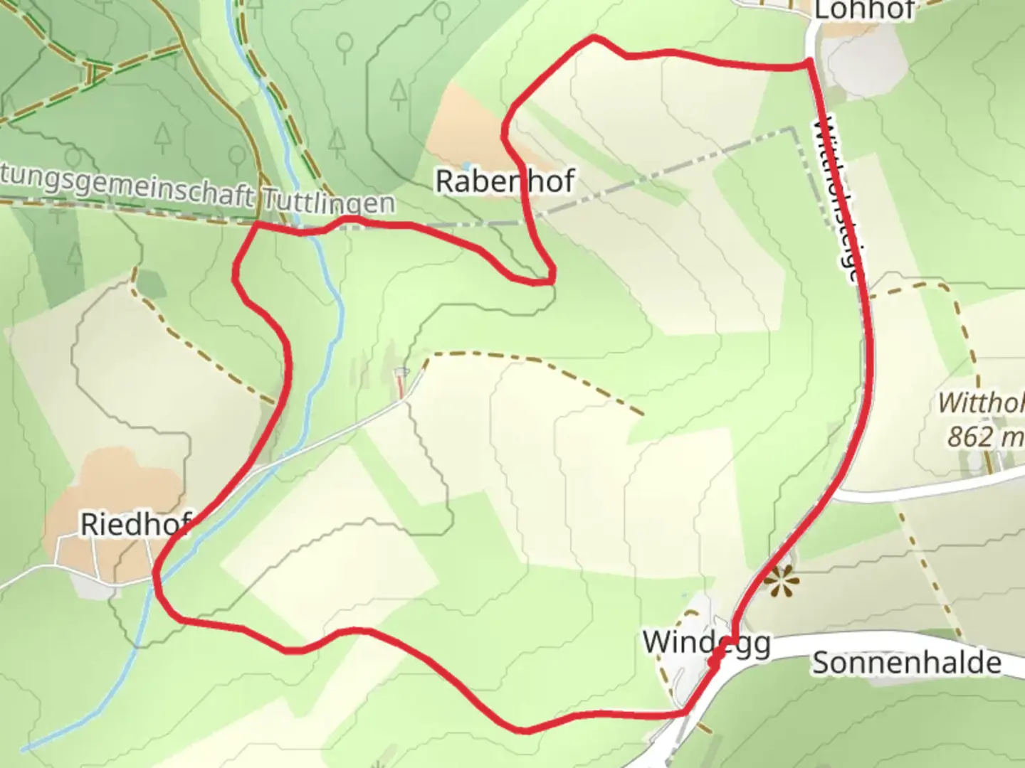 An image depicting the trail Witthoh Loop and its surrounding area.