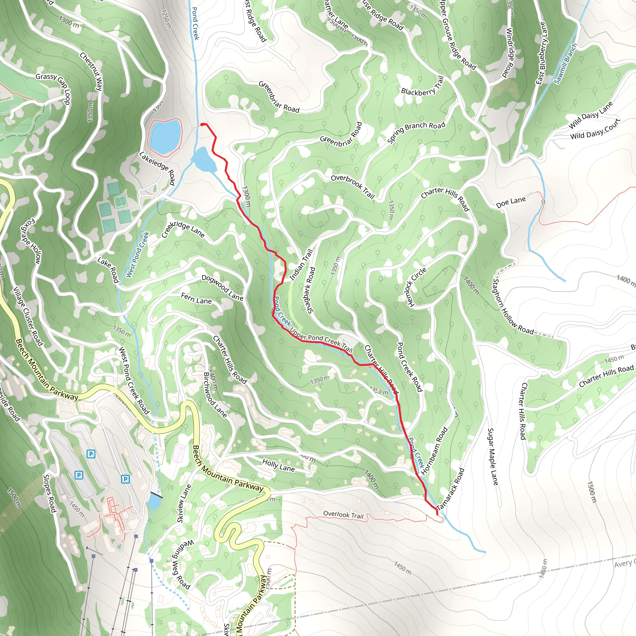 Upper Pond Creek Trail mobile static map