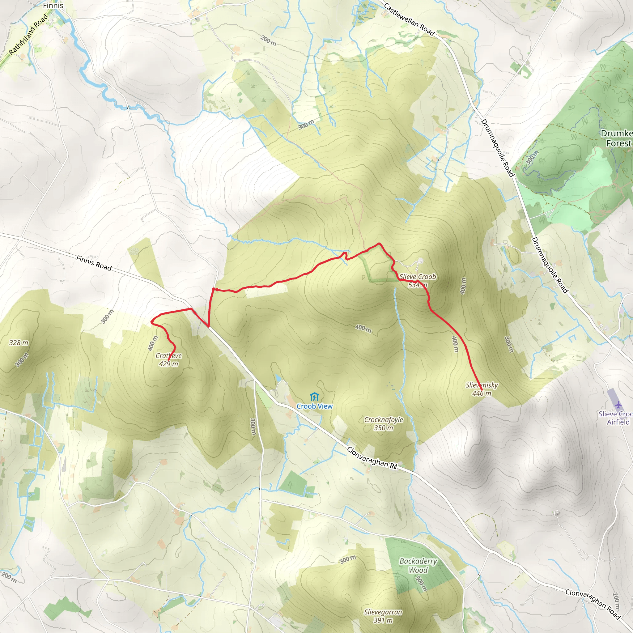 Slieve Croob and Cratlieve Walk mobile static map