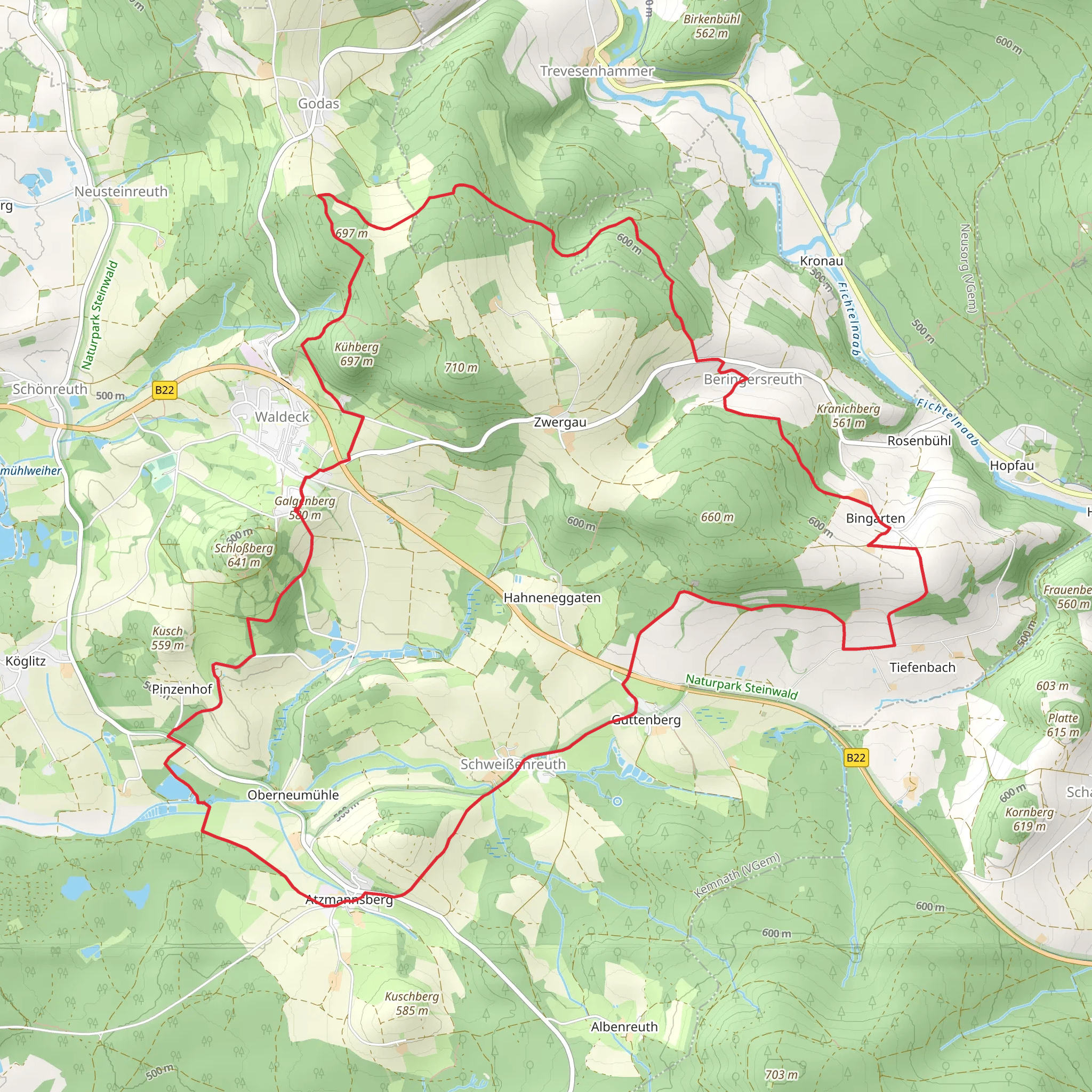Waldeck to Atzmannsberg Loop via Winkelholzer mobile static map