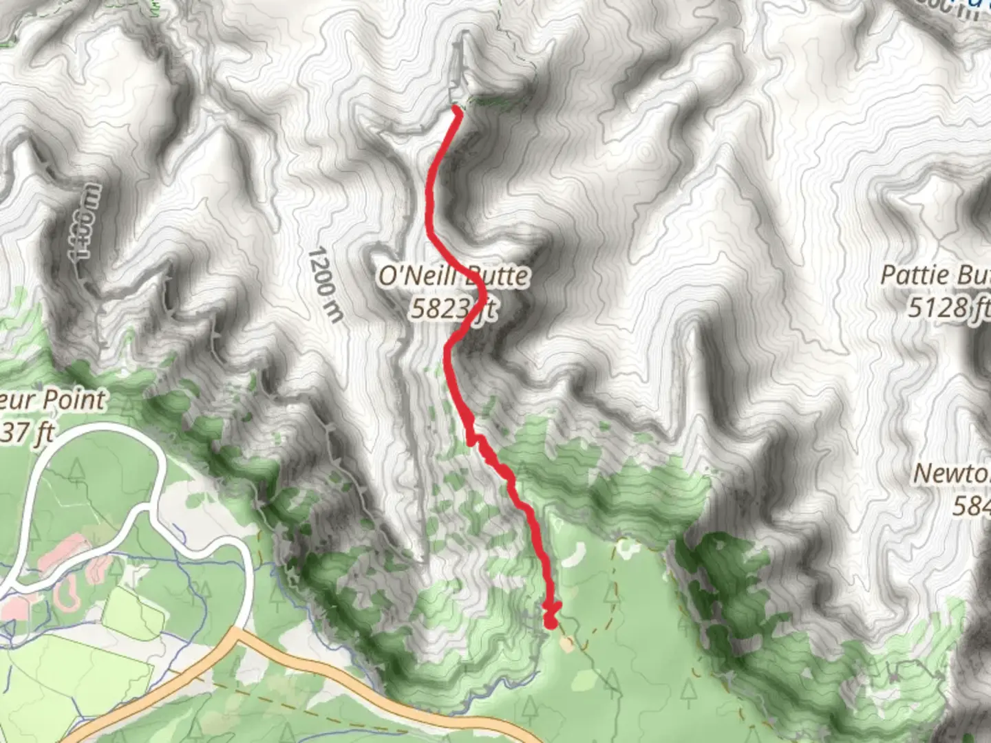 An image depicting the trail Skeleton Point via South Kaibab Trail and its surrounding area.