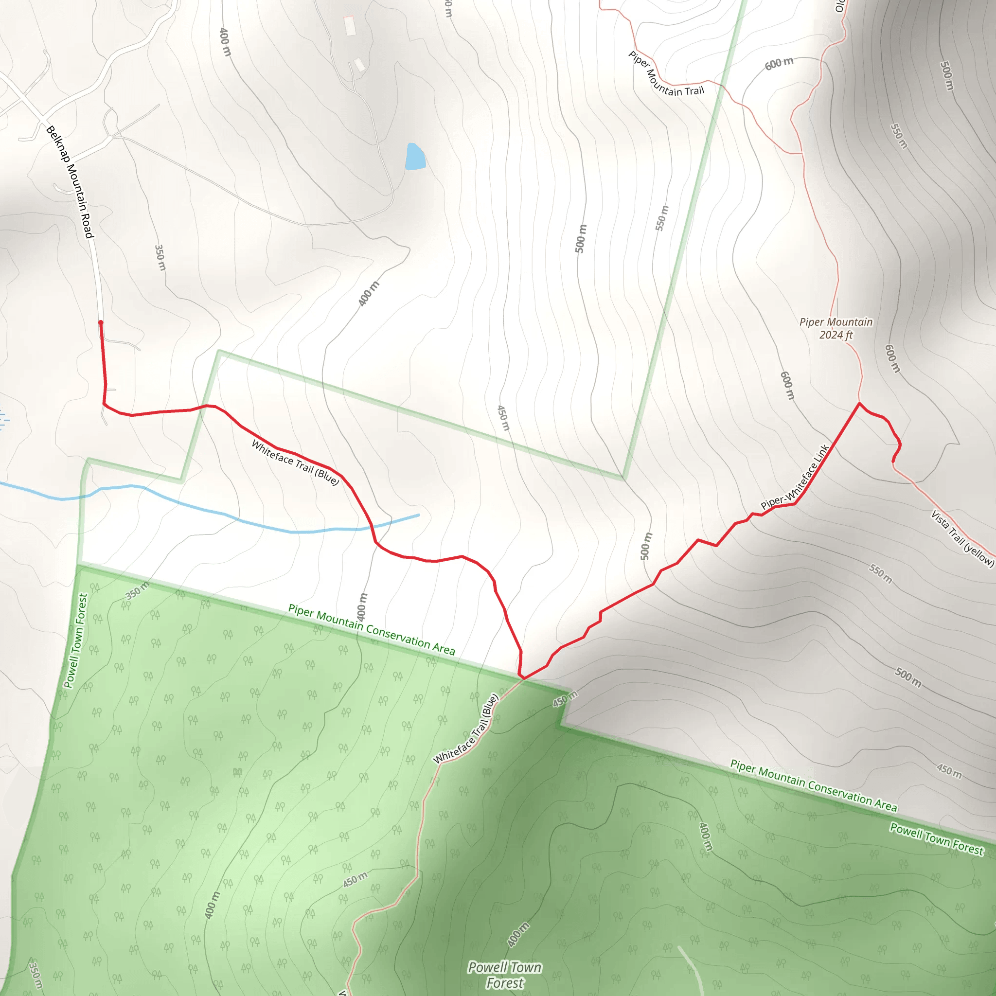 Piper Mountain Whiteface Trail mobile static map