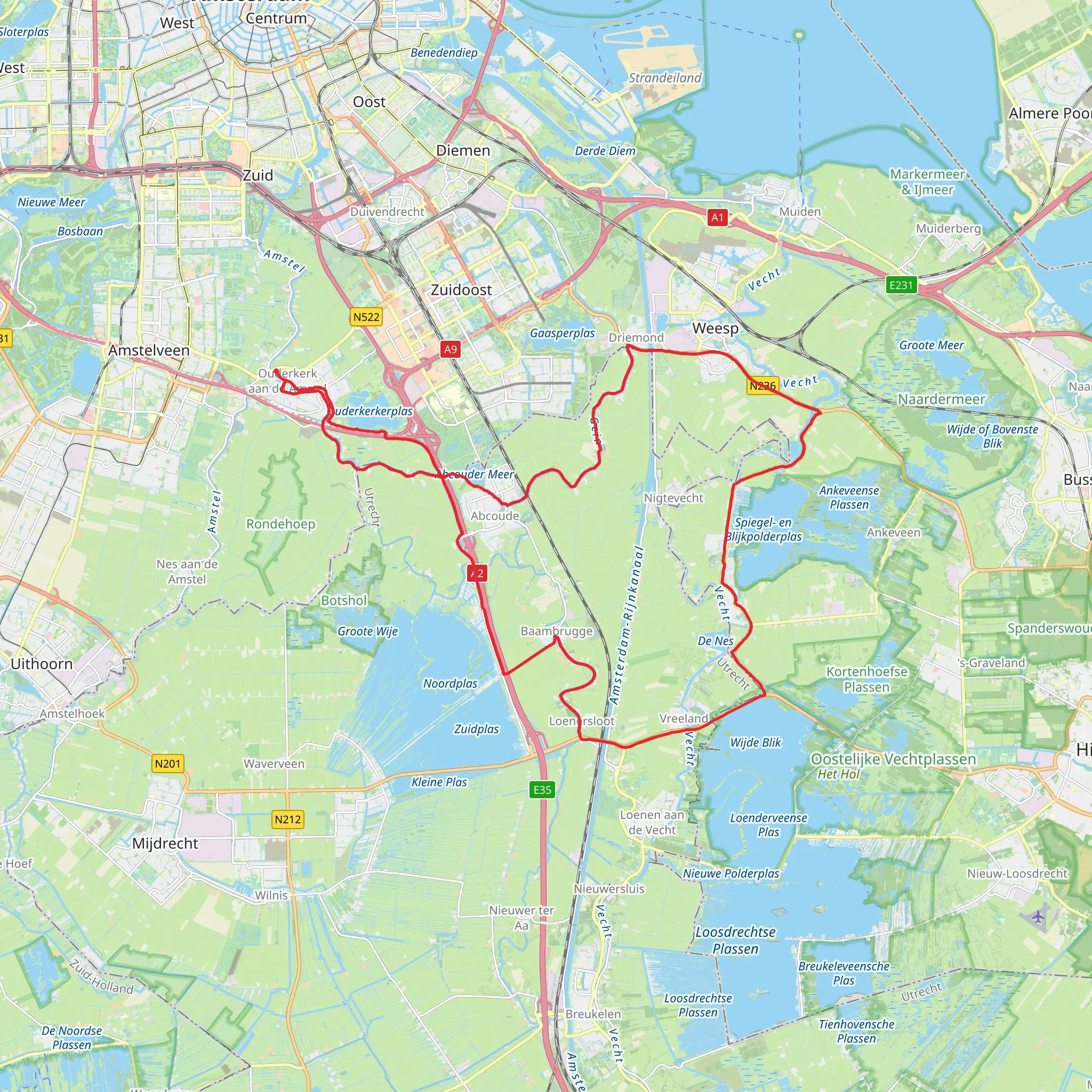 Vinkenkade, Provinciateweg and Gooilandsweg Loop mobile static map