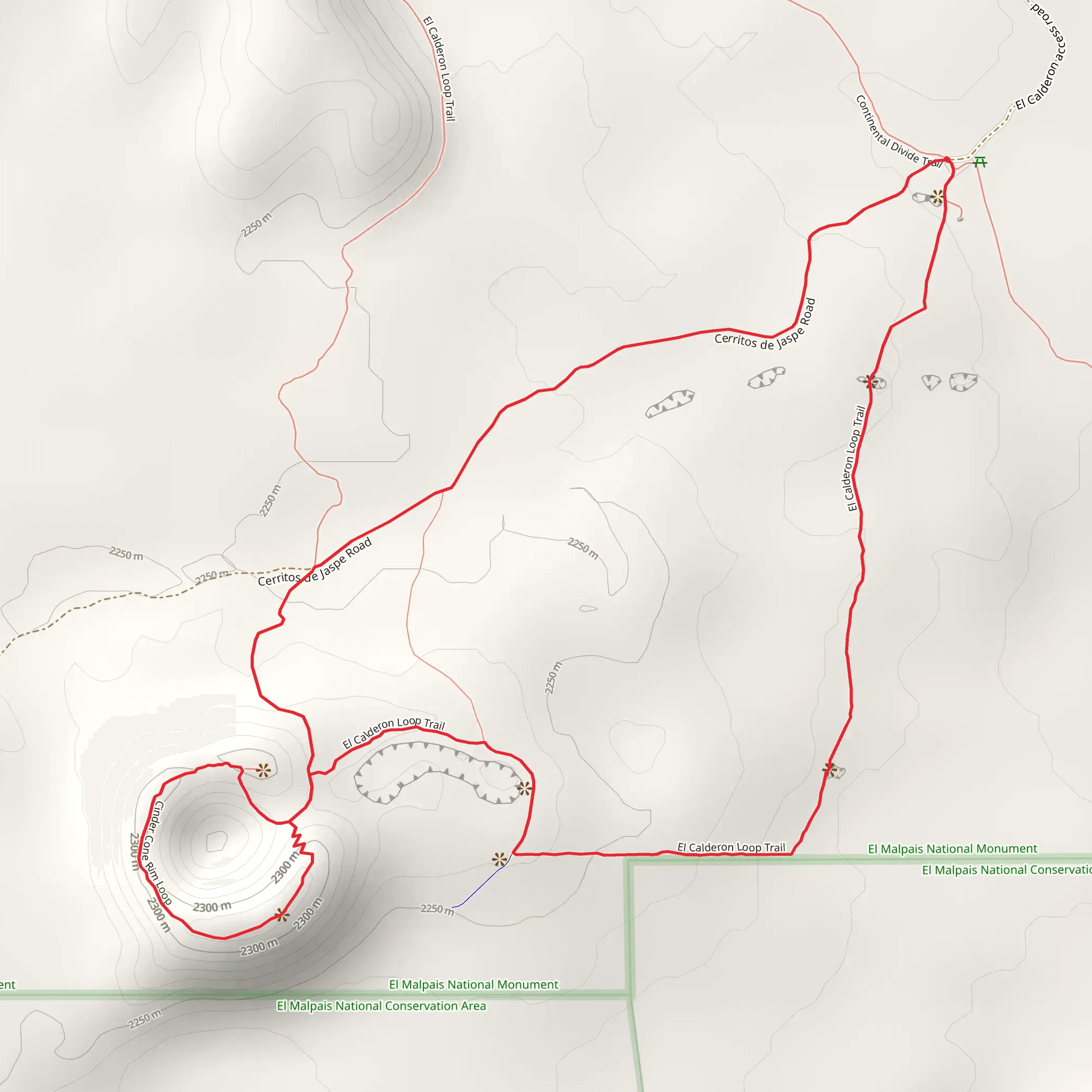 Cinder Cone Rim and El Calderon Trail Loop mobile static map
