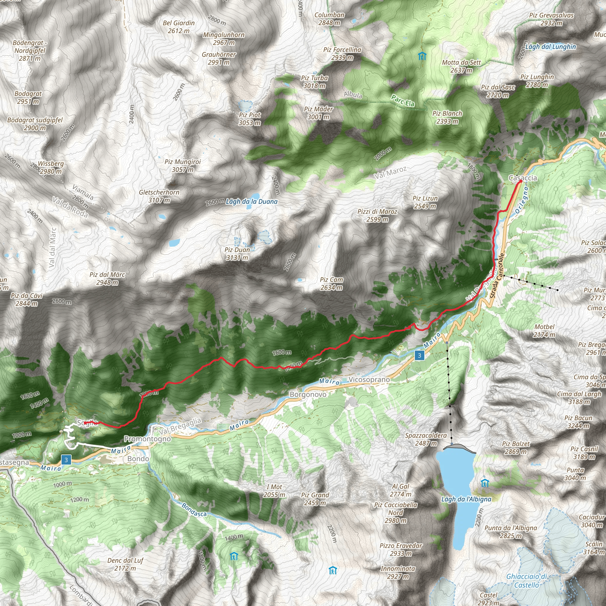 Via Panoramica Val Bregaglia mobile static map