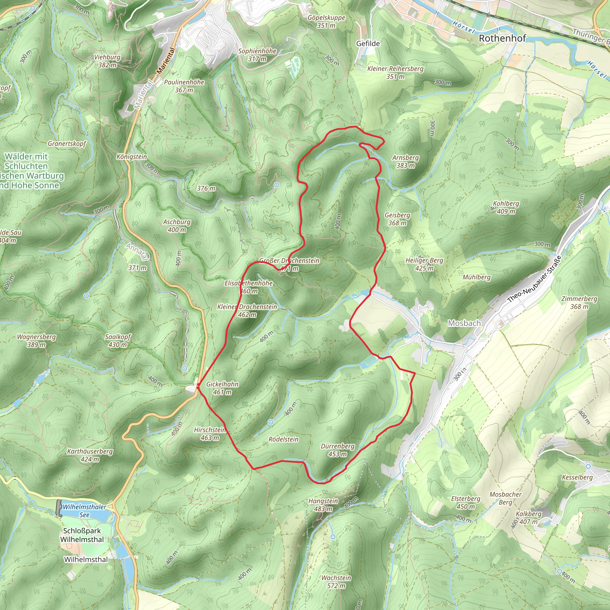 Die Schoenen Unbekannten and Urwaldpfad Eisenach mobile static map