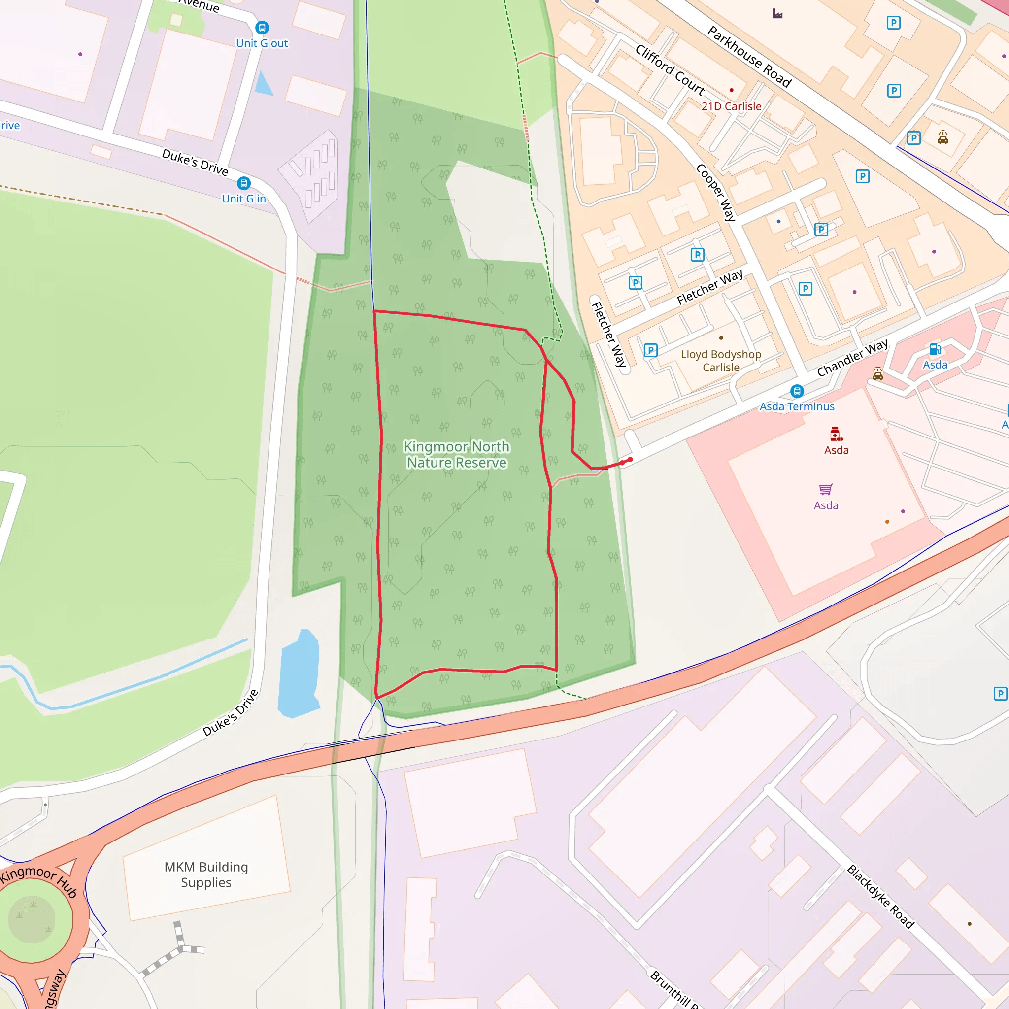 Kingmoor North Nature Reserve Loop mobile static map
