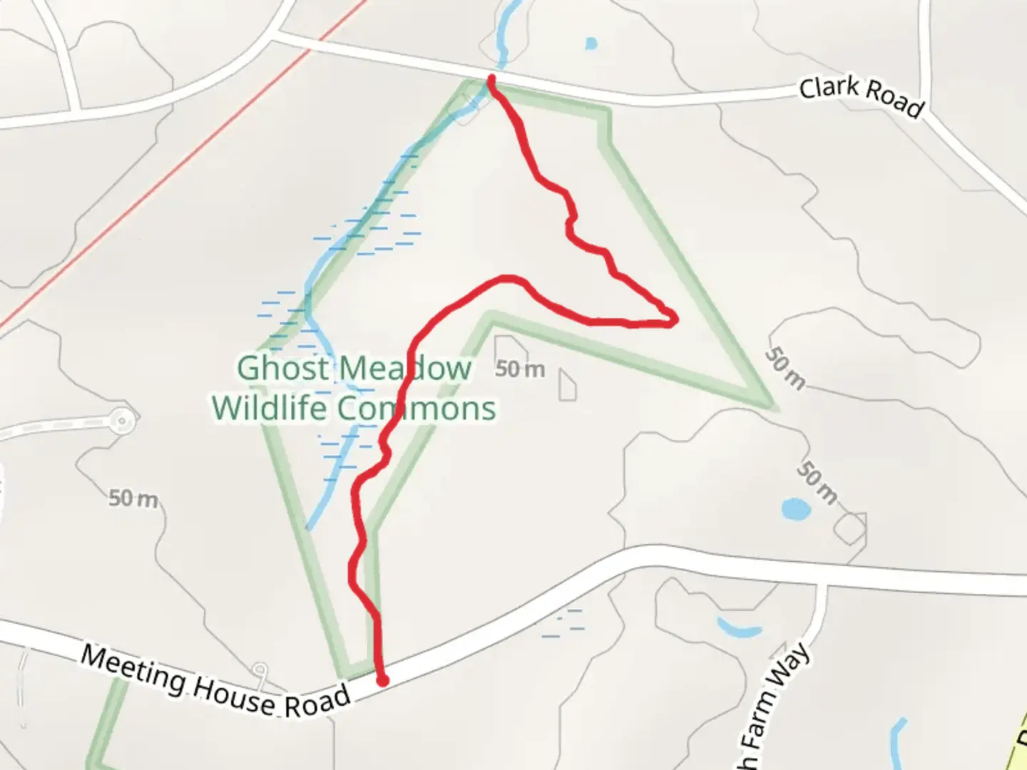 An image depicting the trail Ghost Meadow Wildlife - Meeting House Road and its surrounding area.