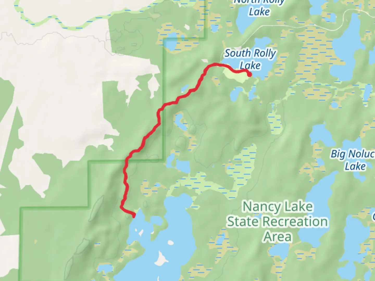 An image depicting the trail Red Shirt Lake Trail from South Rolly Lake and its surrounding area.