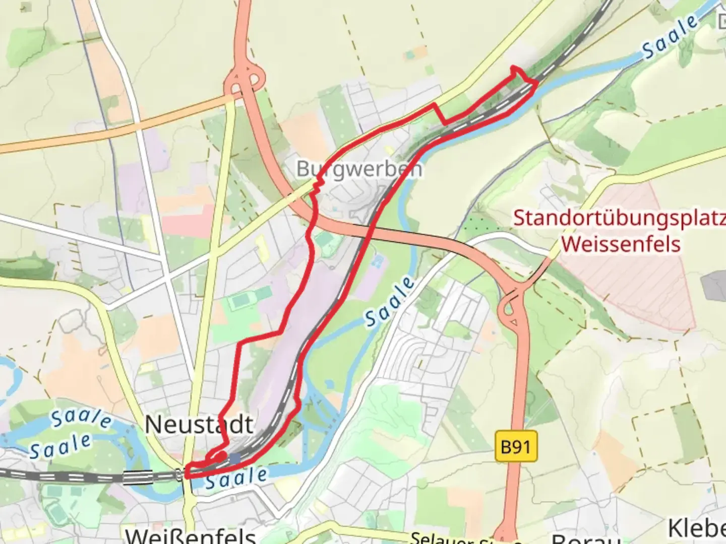 An image depicting the trail Weißenfels and Burgwerben Loop and its surrounding area.