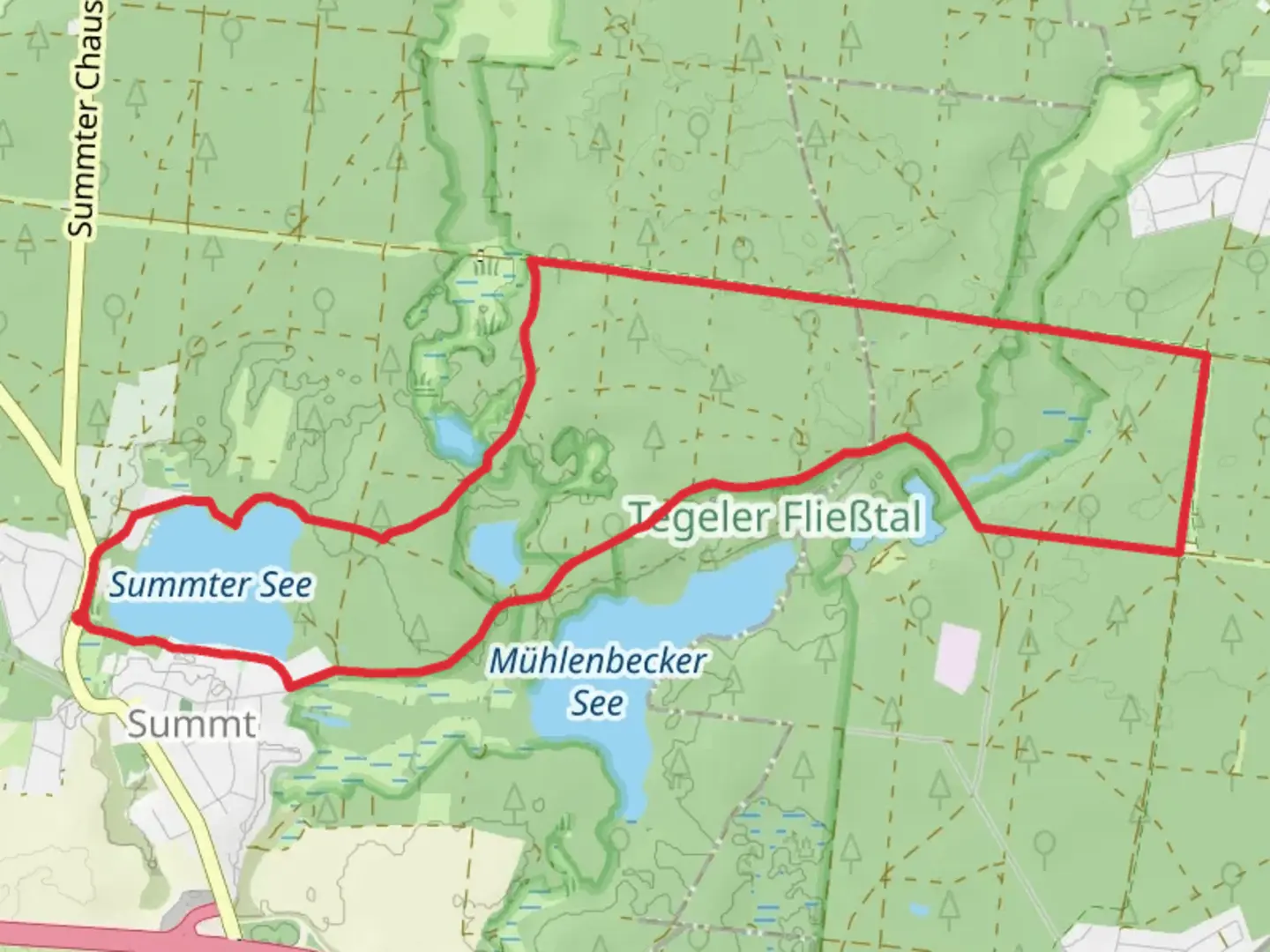 An image depicting the trail Summter See via Hase and its surrounding area.