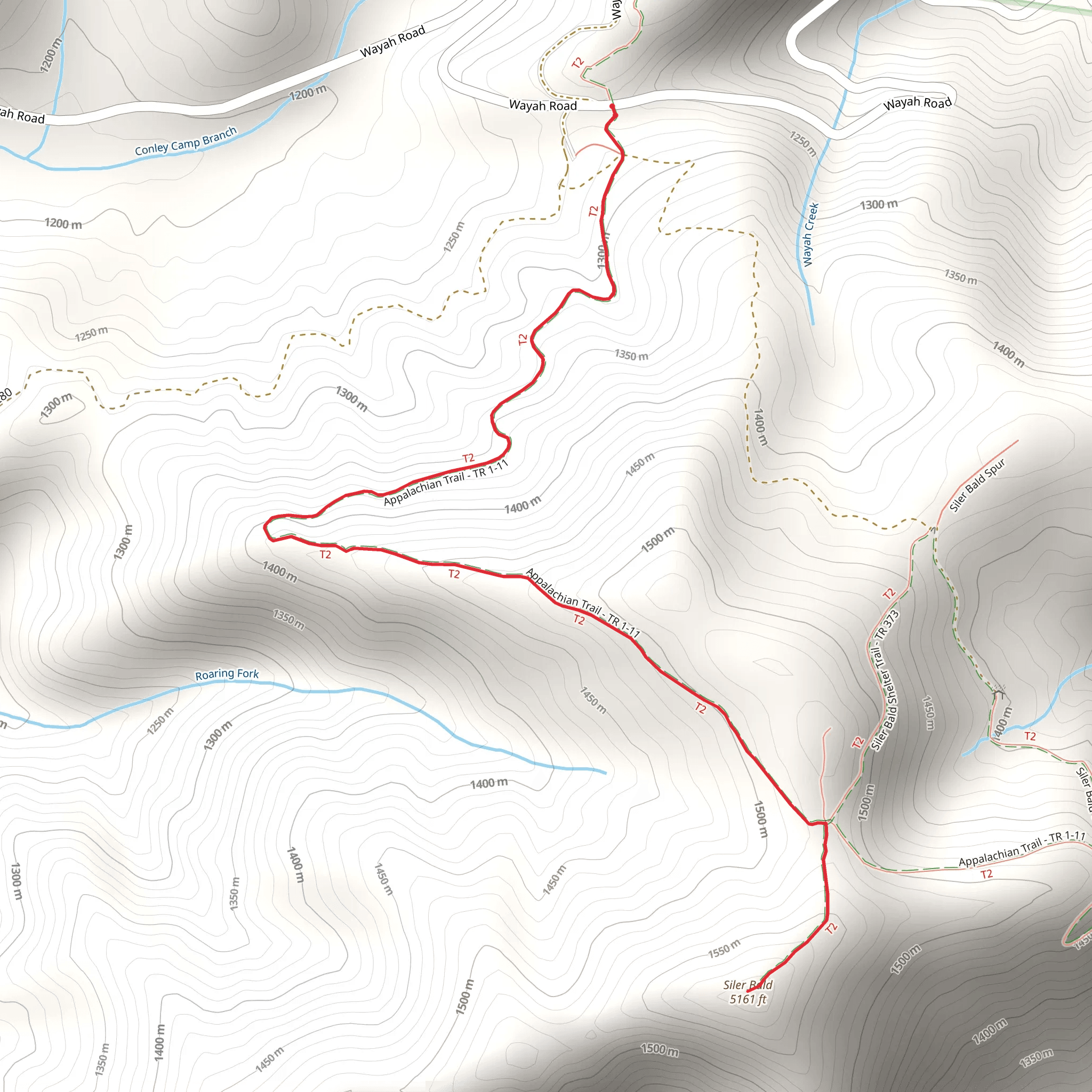Siler Bald via Appalachian Trail mobile static map