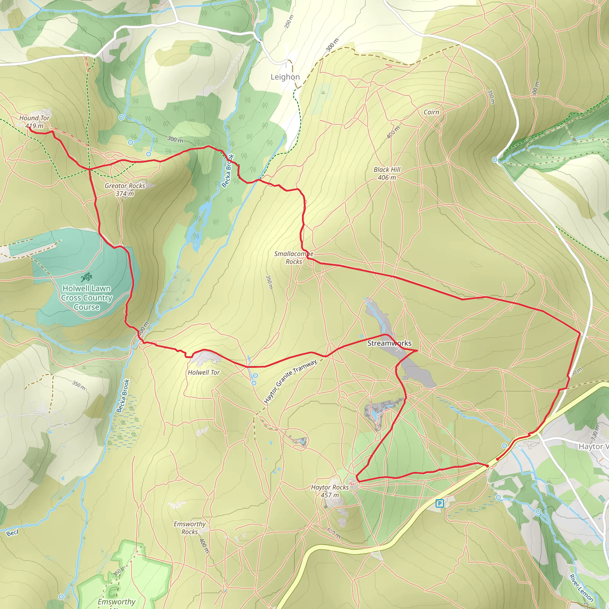 Hound Tor Loop mobile static map