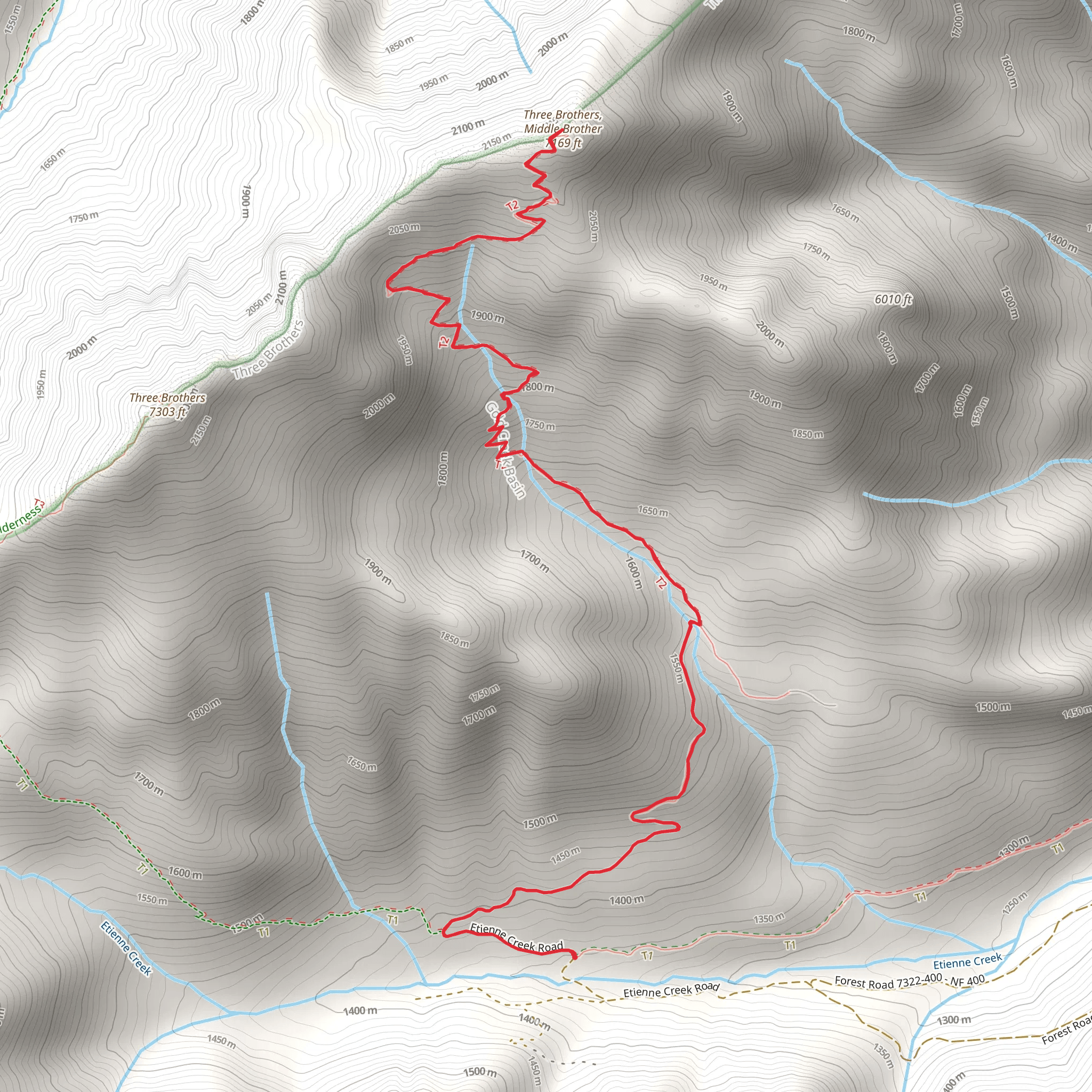 Three Brothers Mountain Trail mobile static map