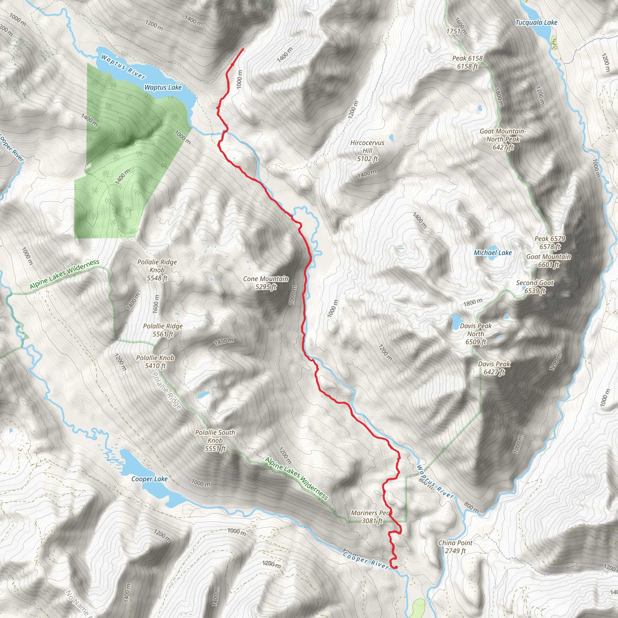 Spinola Creek via Waptus River Trail mobile static map