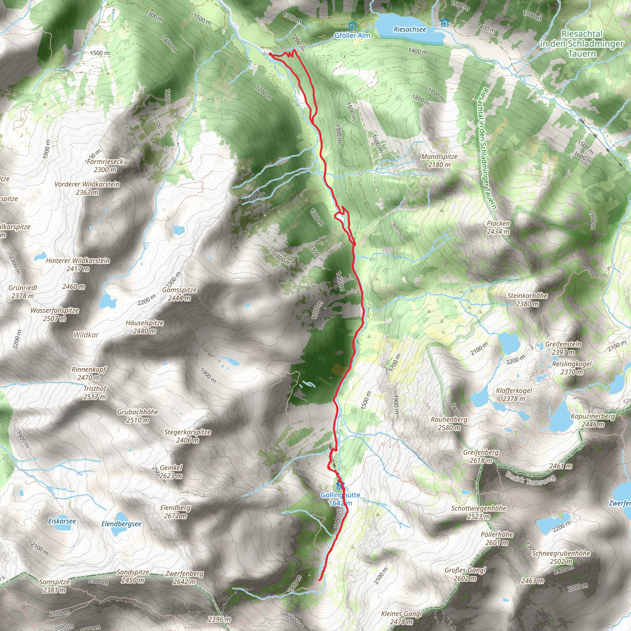Gollinghütte Chalet and Gollingwinkel in Steinriesental Valley mobile static map