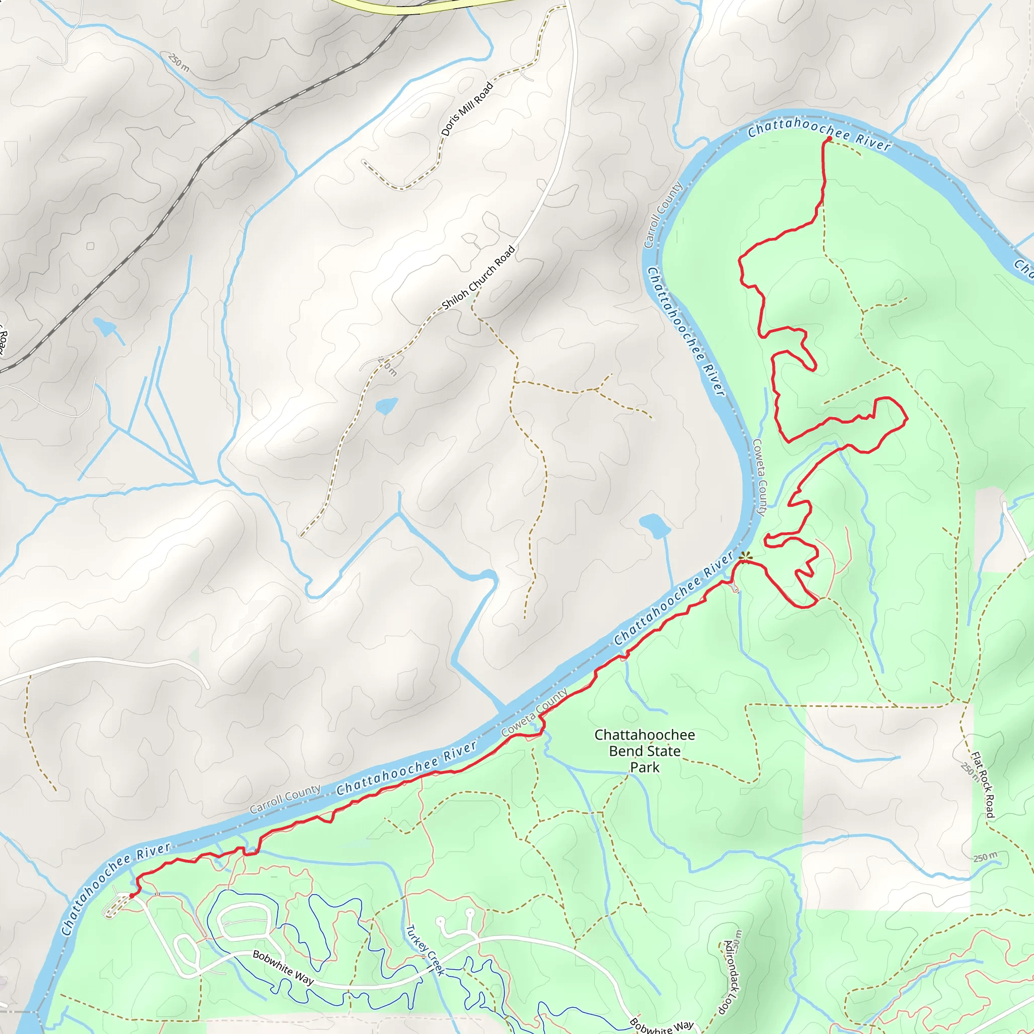 Chattahoochee Bend State Park Riverwalk Trail mobile static map
