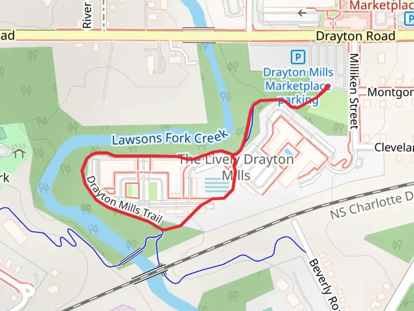 An image depicting the trail Drayton Mills Loop Trail and its surrounding area.