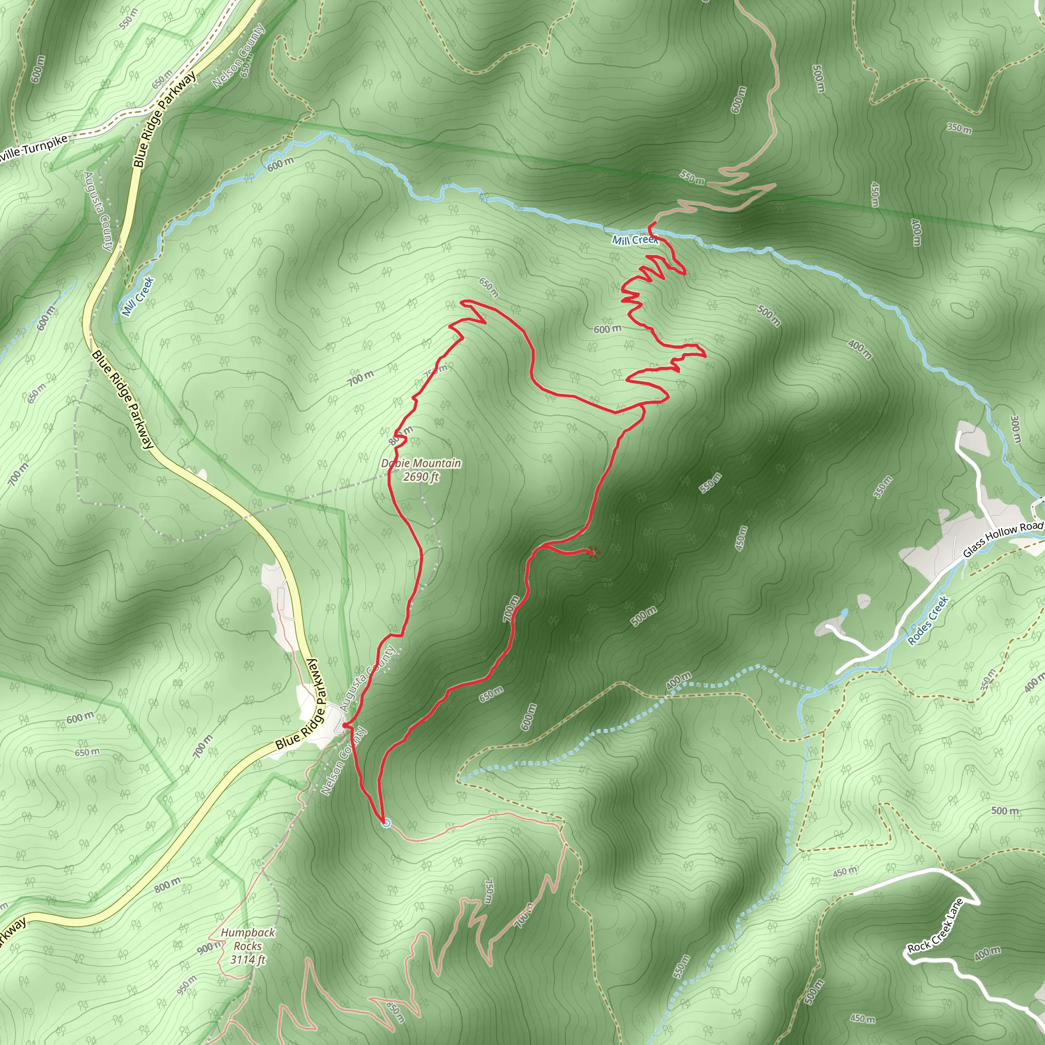 Dobie Mountain - Jack Albright Loop - Appalachian Trail mobile static map