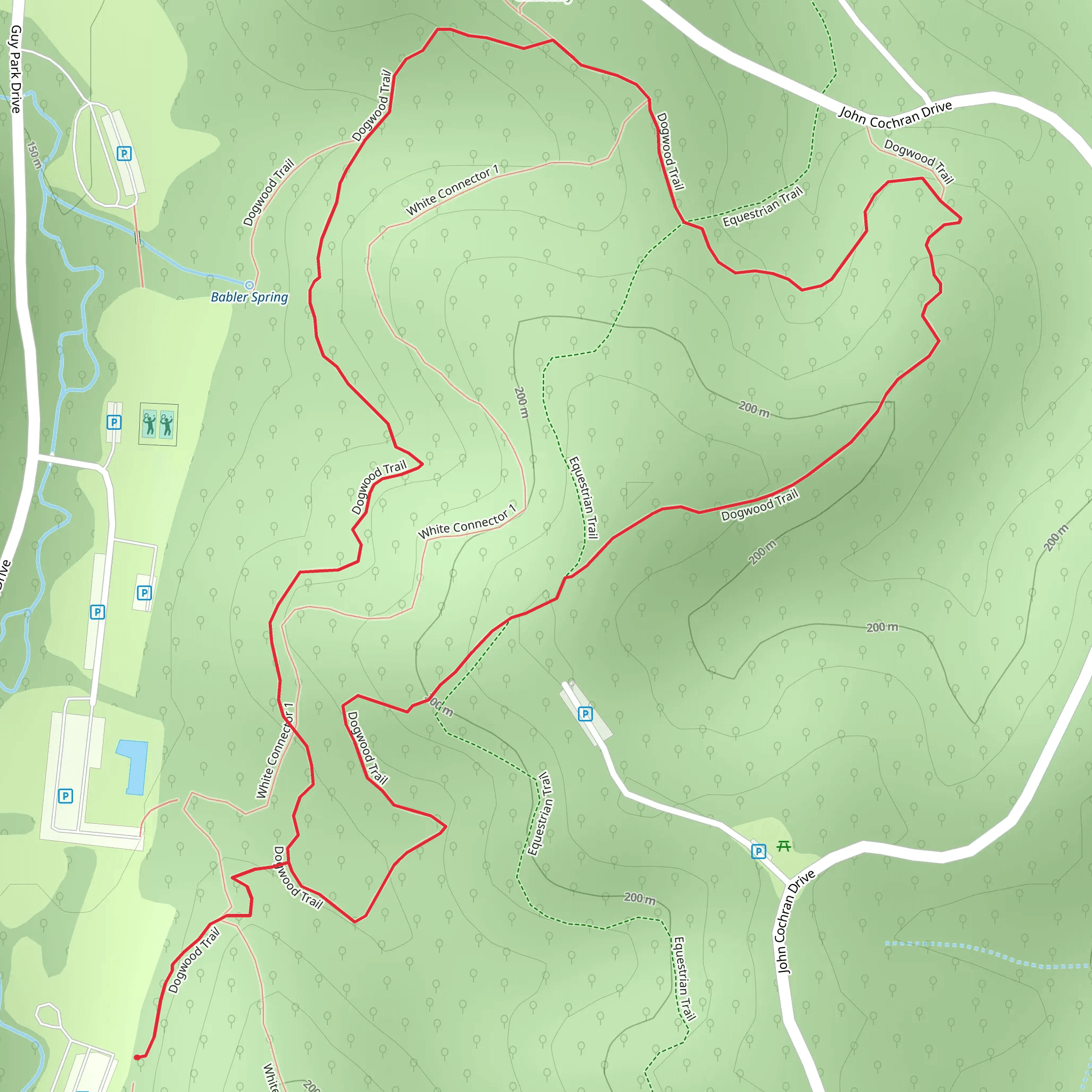 Dogwood Trail from Guy Park Drive mobile static map