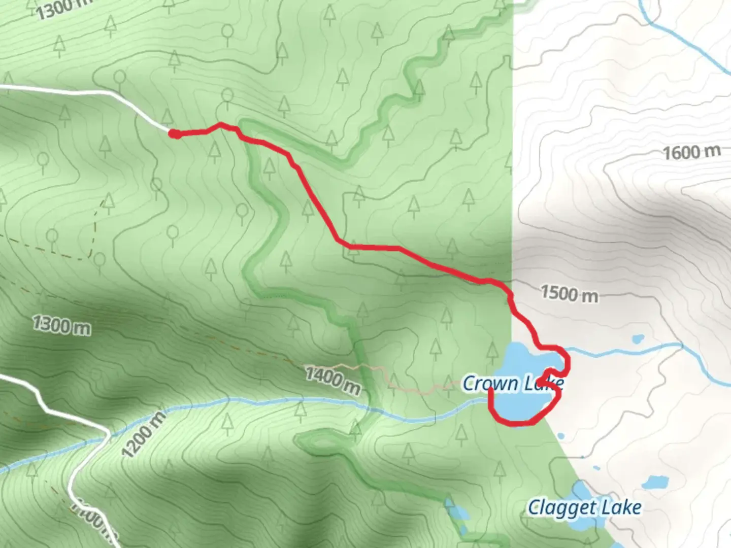 An image depicting the trail Crown Lake via Roaring Creek Trail and its surrounding area.
