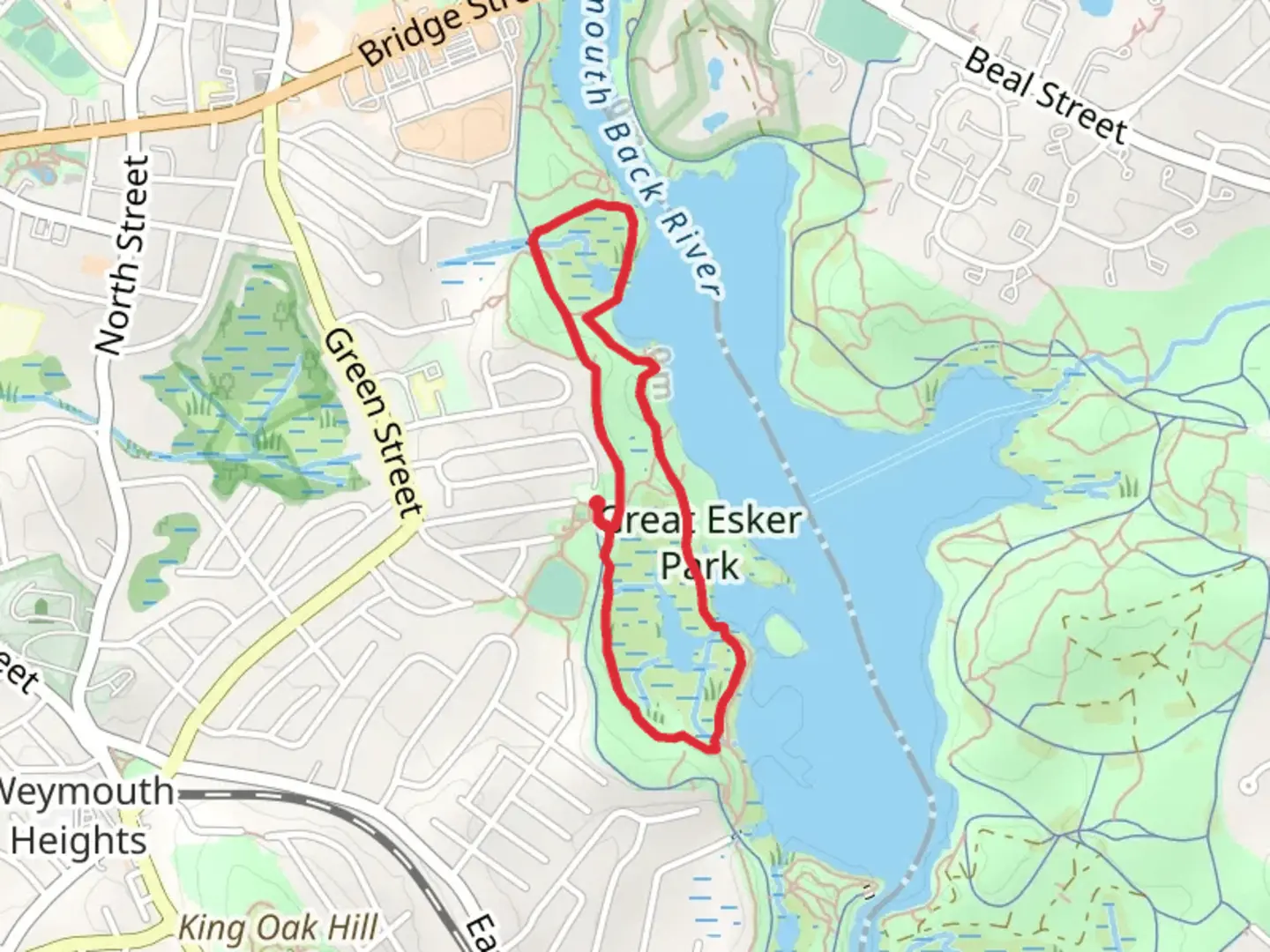 An image depicting the trail Great Esker Park Loop Trail and its surrounding area.