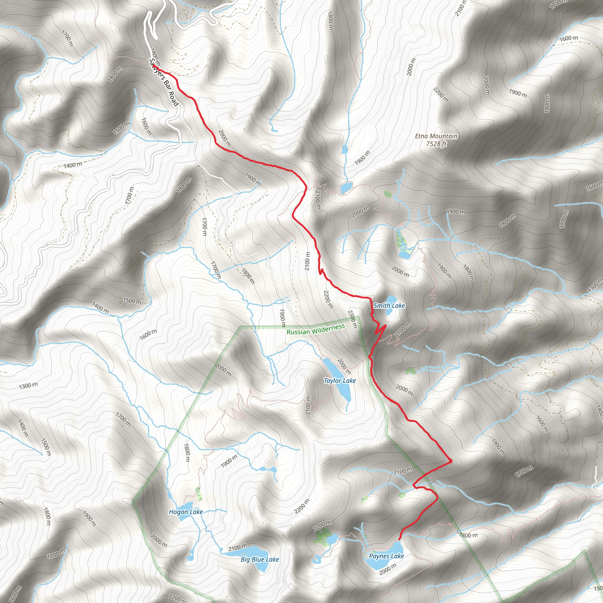 Paynes Lake via Etna Summit mobile static map