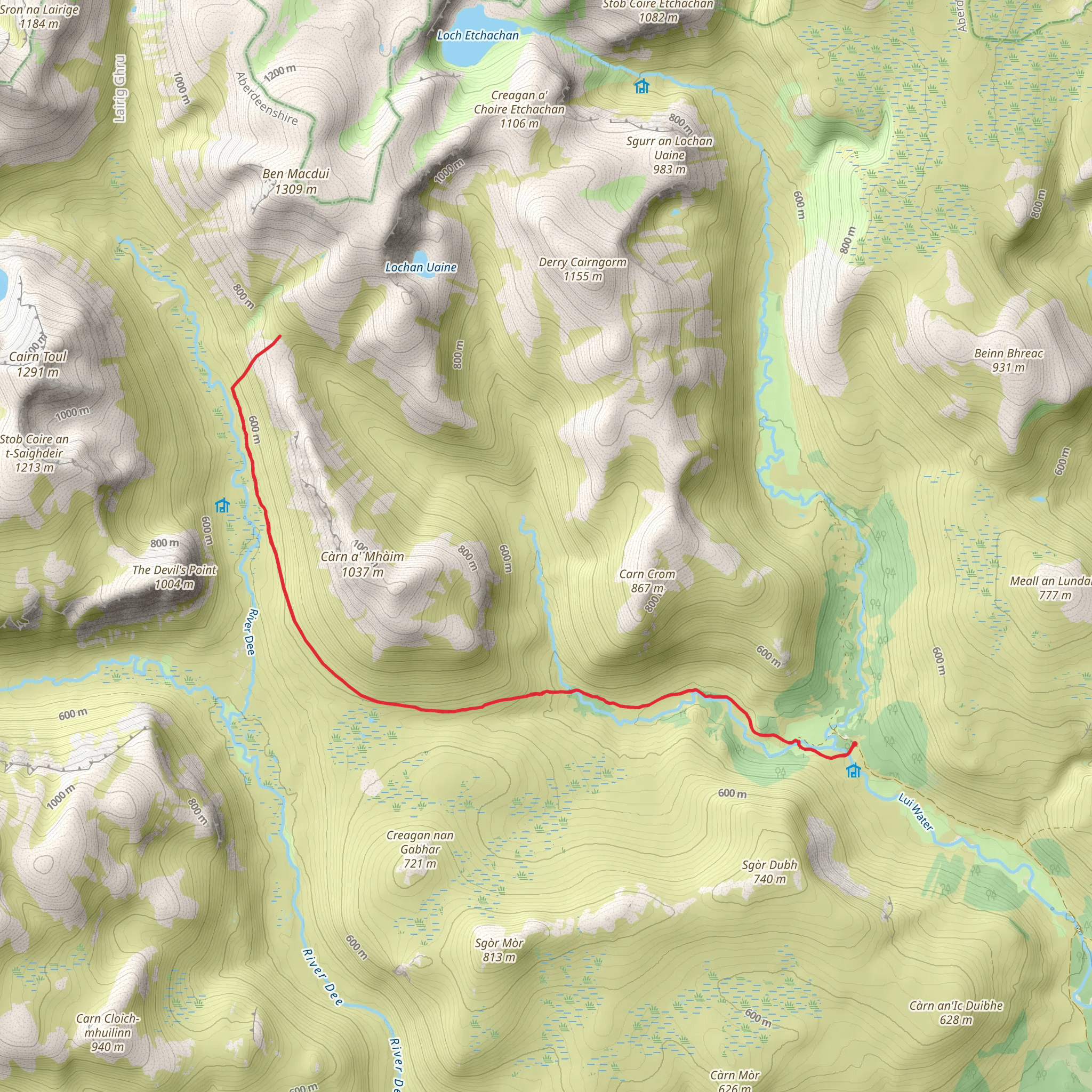 Lairig Ghru from Derry Lodge mobile static map